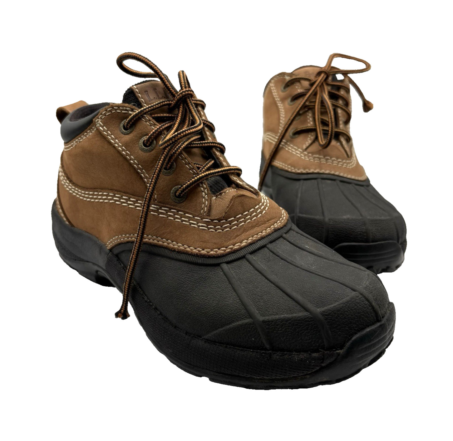 LL Bean Duck Bootie Women’s Size 8.5 Black Tan Waterproof Rain Hunting Shoe