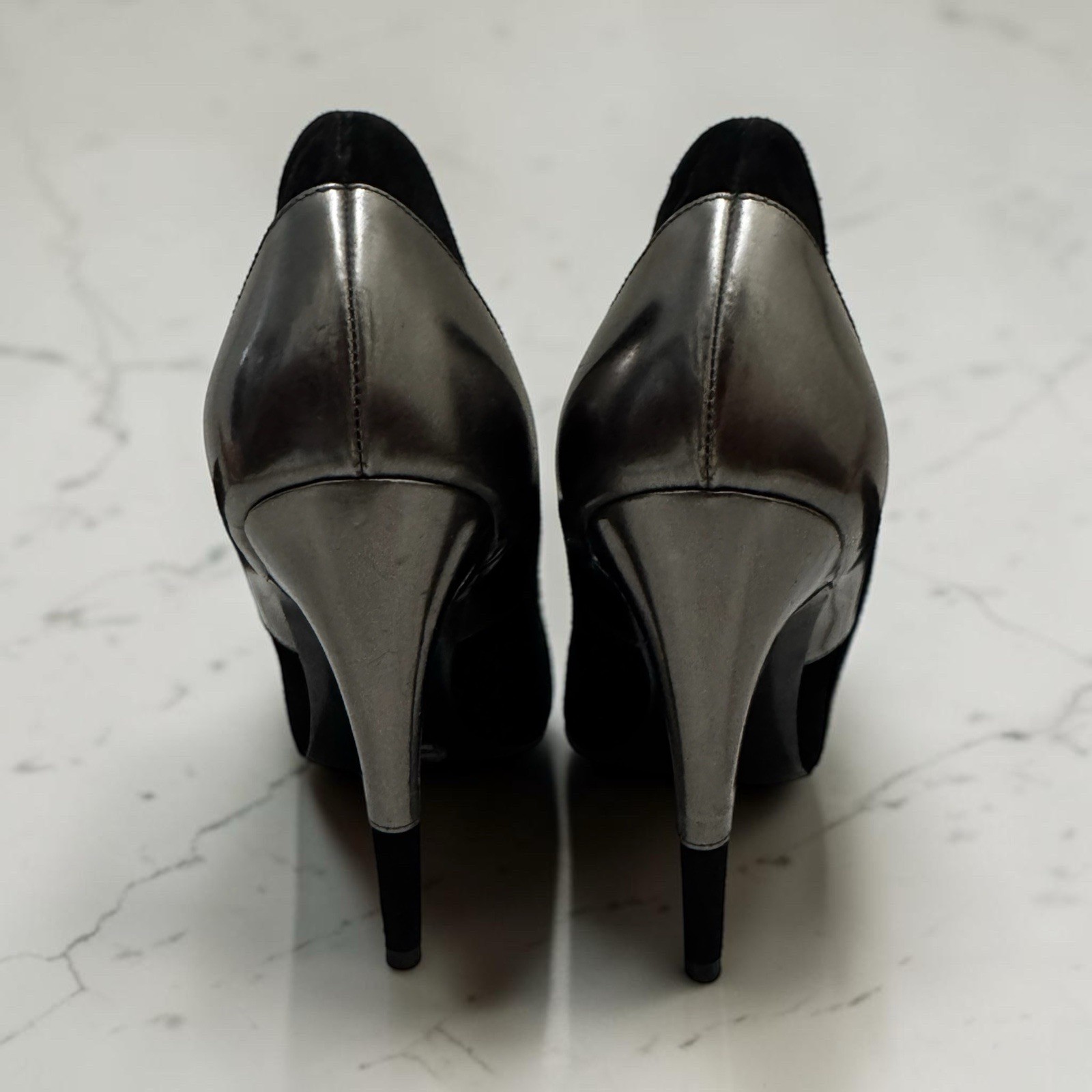 Pierre Hardy Women’s Black Silver Stiletto Pointed Toe Pumps Leather size 41