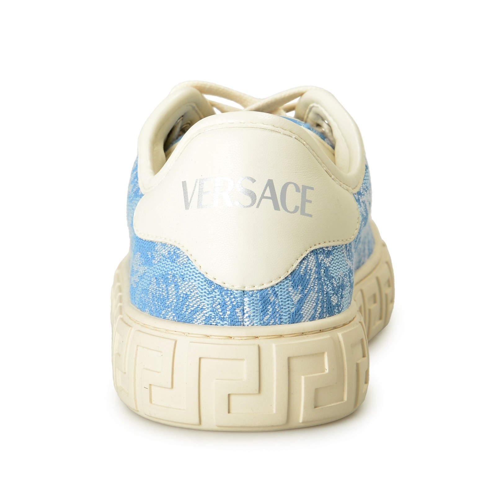 Versace Women’s Blue Floral Canvas & Leather Sneakers Shoes US 6 IT 36