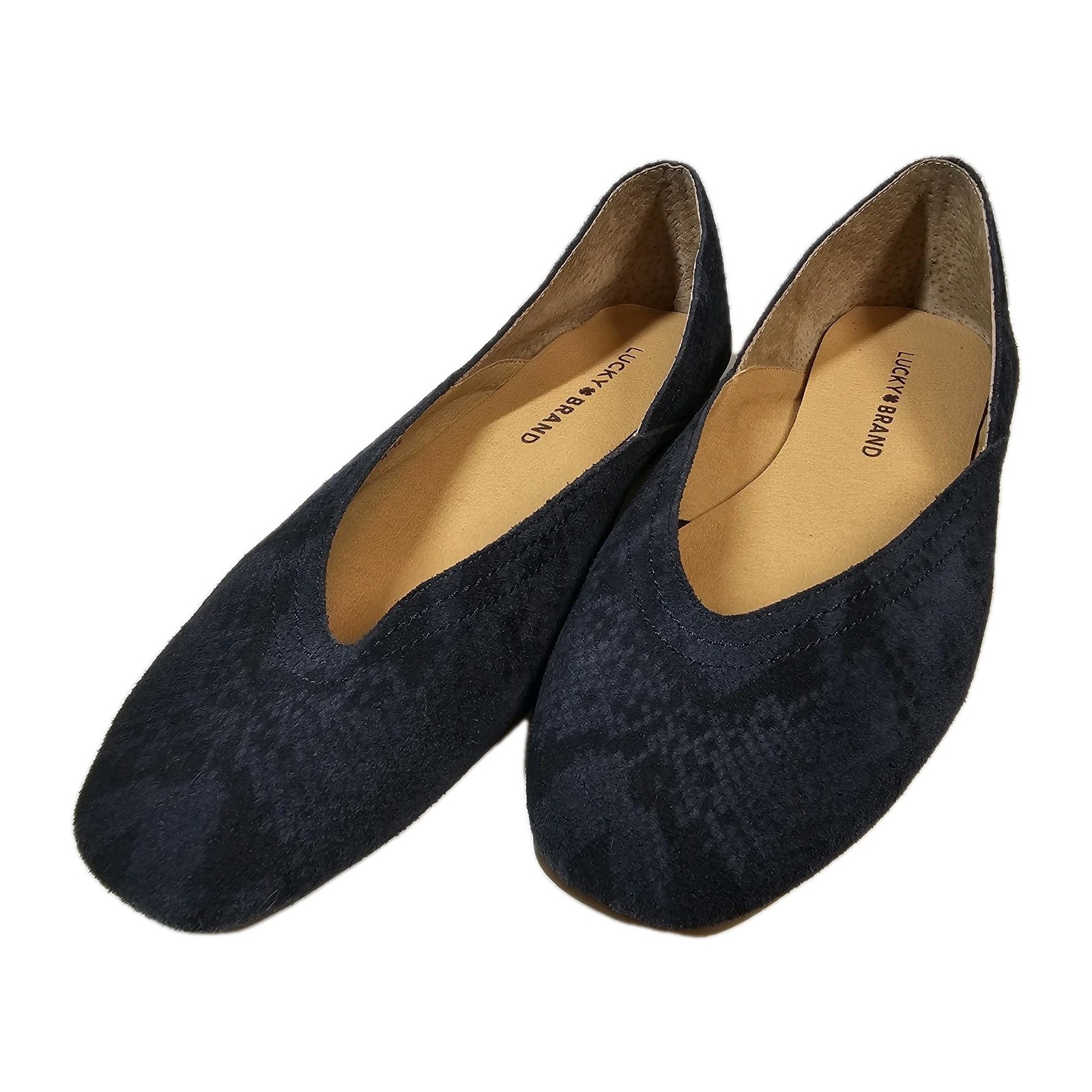 Lucky Brand ALBA Suede Slip-On Ballet Flats Career Boho Animal Print Blue 6.5