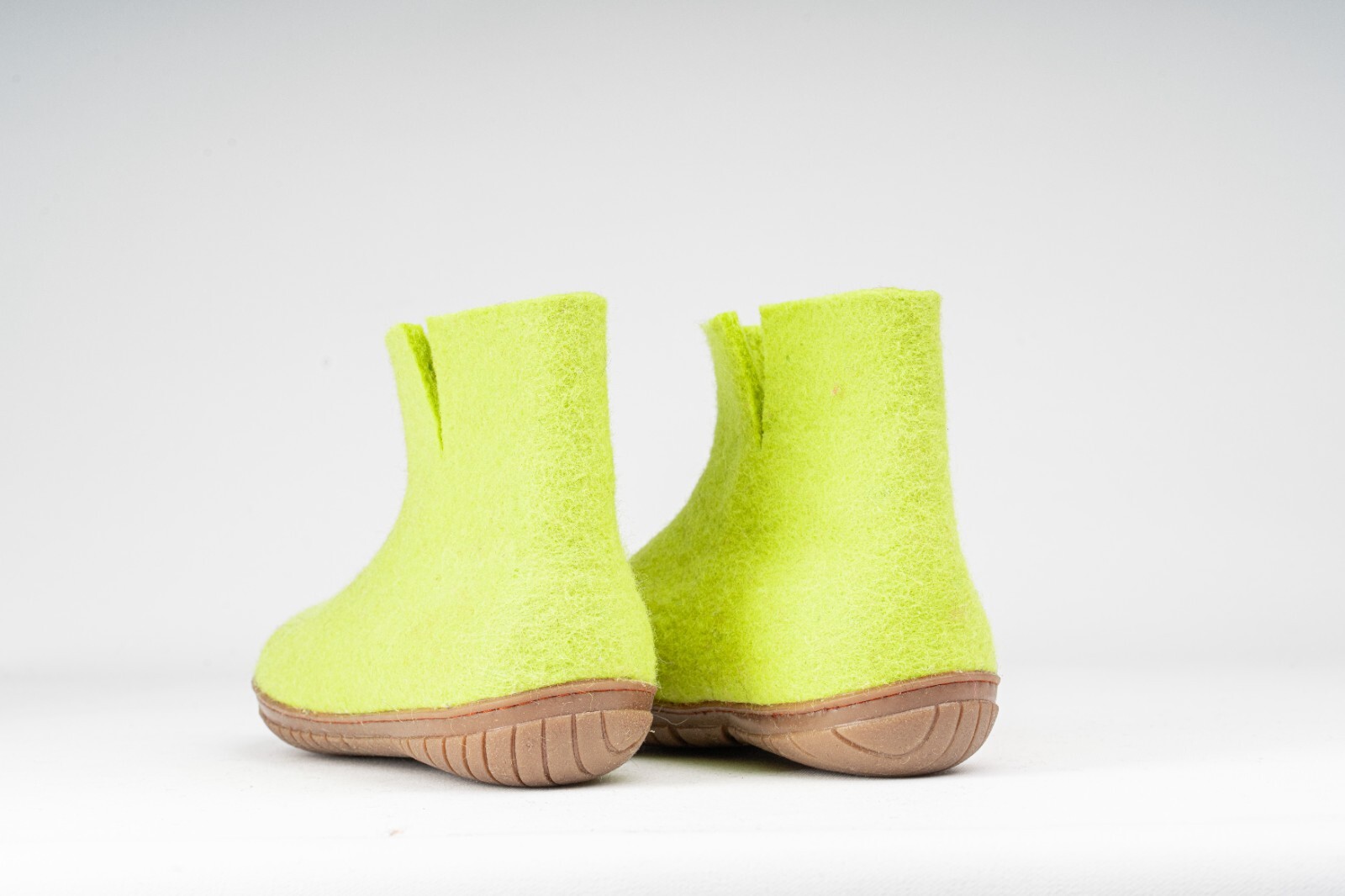 Woollyes Outdoor Low felted Boot with Rubber Sole-Lime Green for Comfort & Style