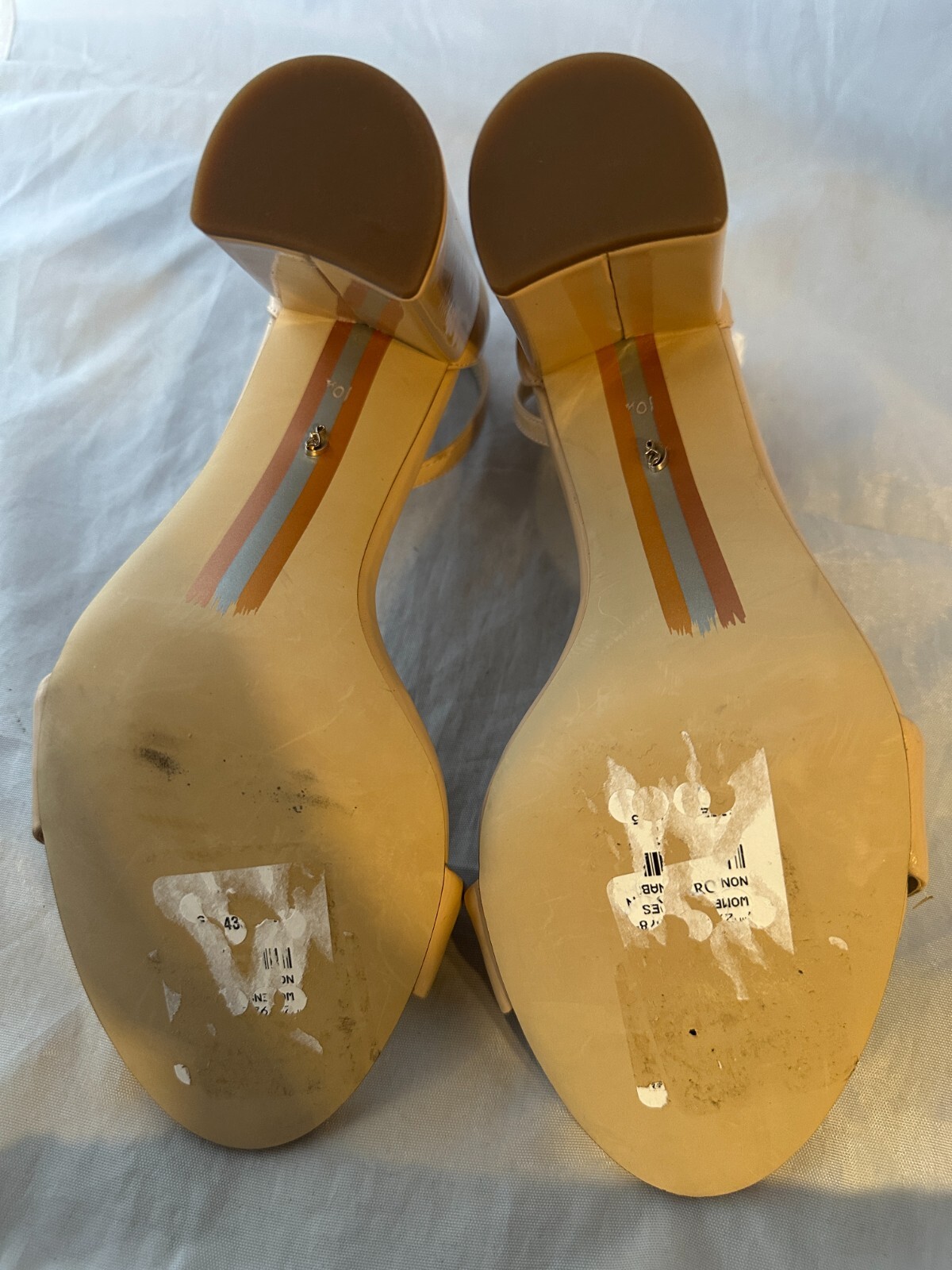 Sam Edelman Yaro Ankle Strap Sandal, Beige Patent, Women Size 10.5 $130 NEW