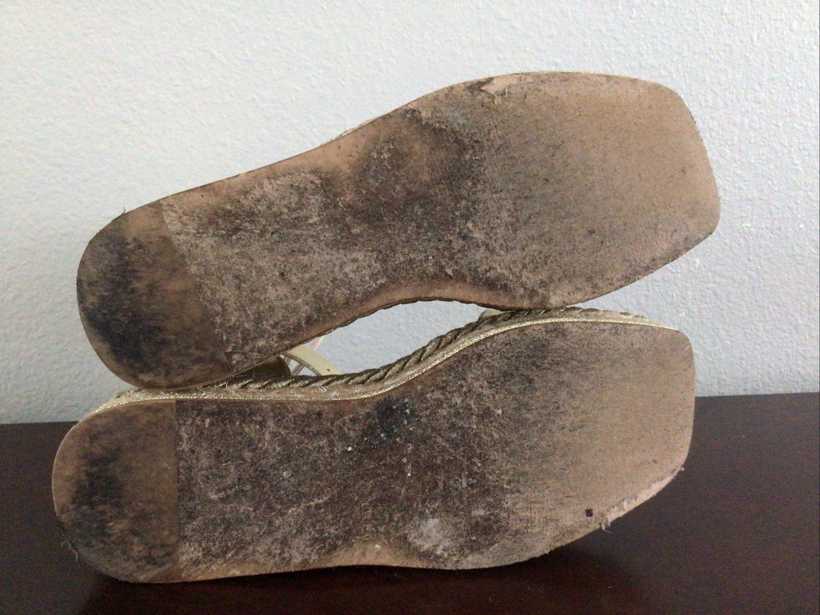 Russell And Bromley Gold Braid Leather Platform Sandals 37 US 6.5 UK 3.5
