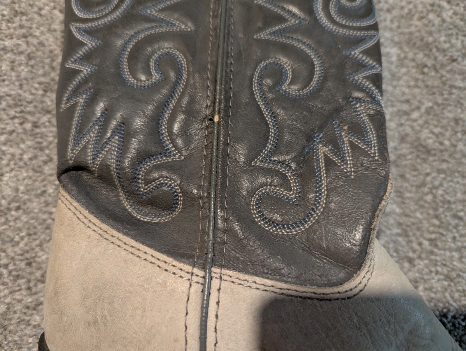Vintage Wrangler Cowboy Boots Womens 7 M Gray Western Cowgirl 4772 USA Made