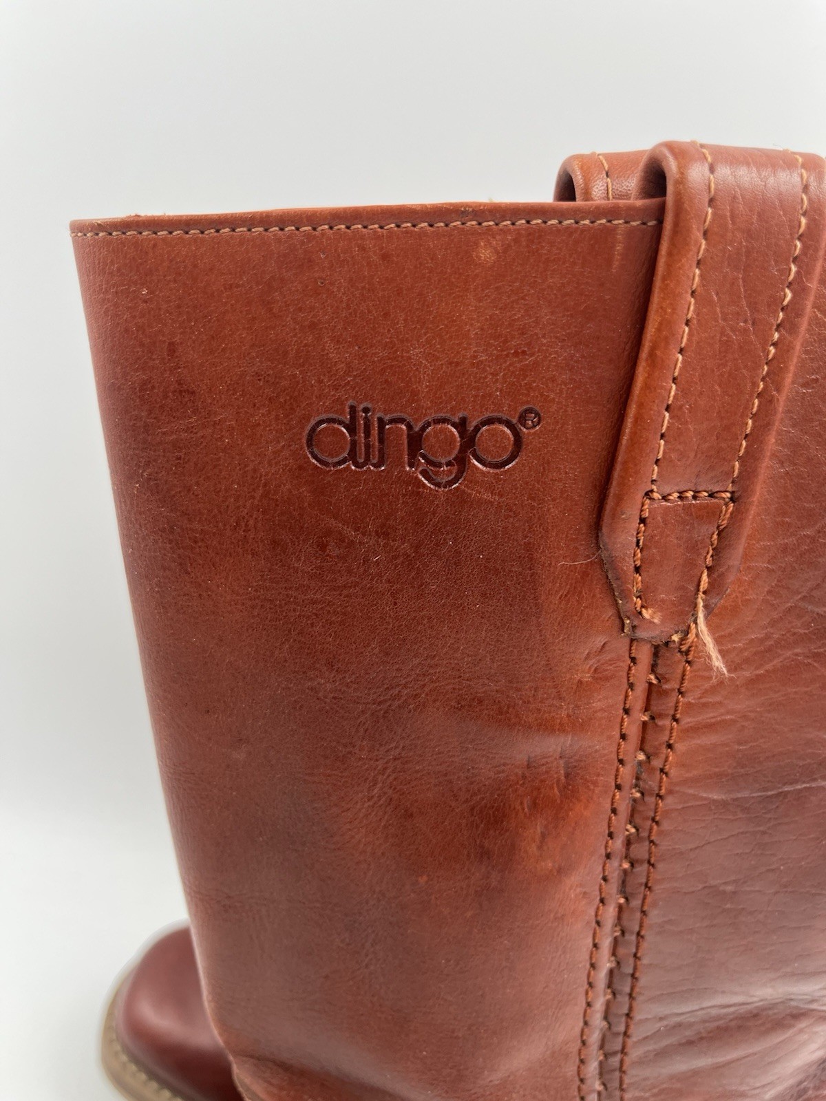 Vintage Dingo Acme Campus Womens Brown Chunky Stacked Heel Leather Boots Size 9D