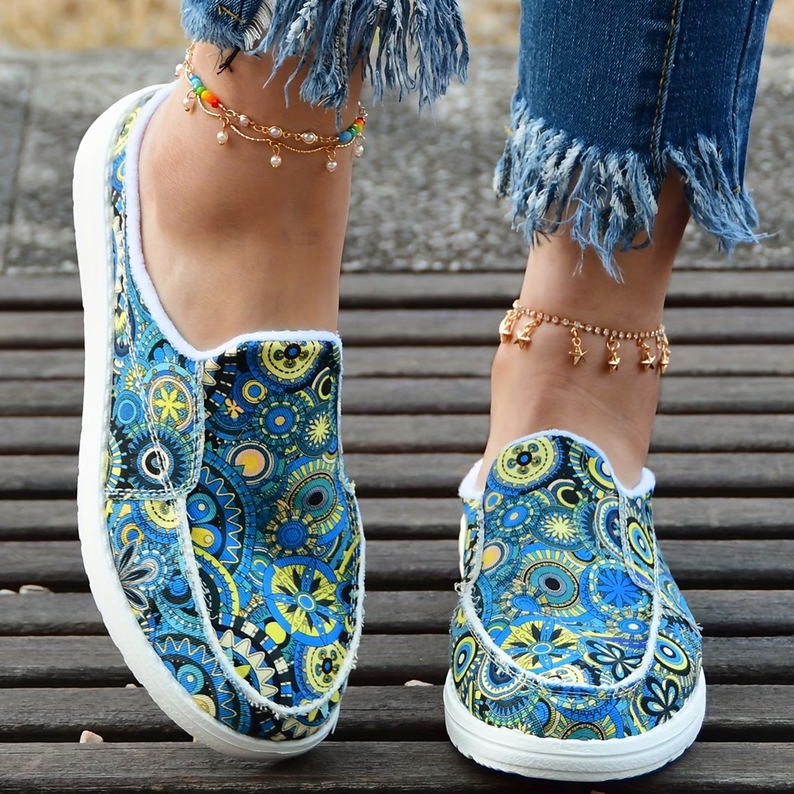 Women’s Casual Slip-On Shoes Colorful Round-Toe Flat Shoes