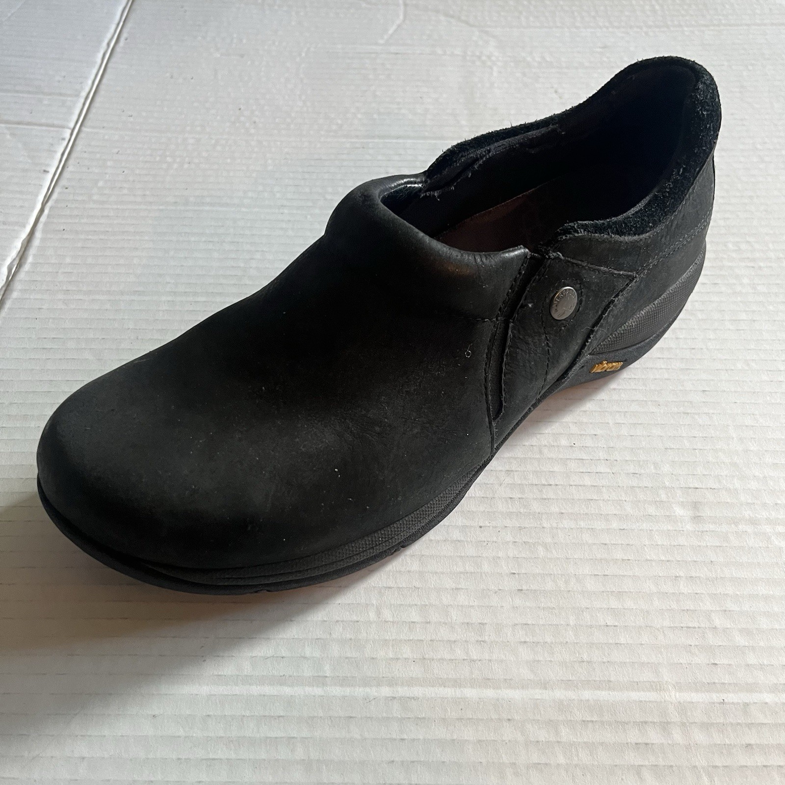 Dansko Patti Slip On Shoes Black Leather Womens 42 Slip Resistant Vibram