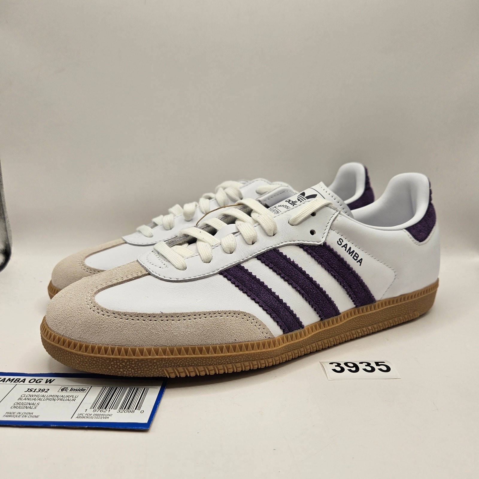 ADIDAS ORIGINALS WOMEN’S 10 SAMBA OG WHITE ALUMINA AURORA PLUM NWOB JS1392