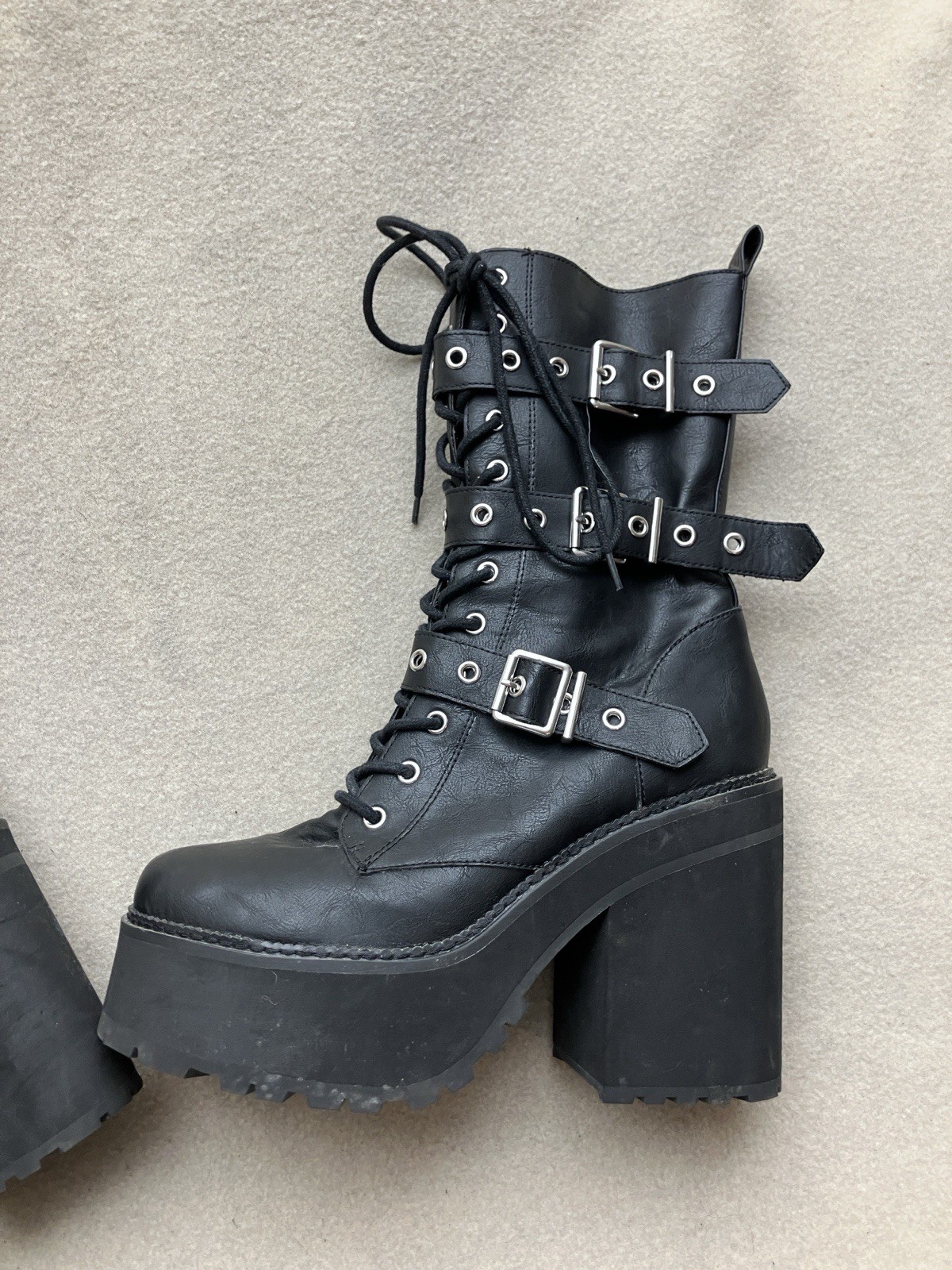 Killstar Occult Luxury Platform Vendetta Boots Size 11 EU 42 Goth Emo Witch
