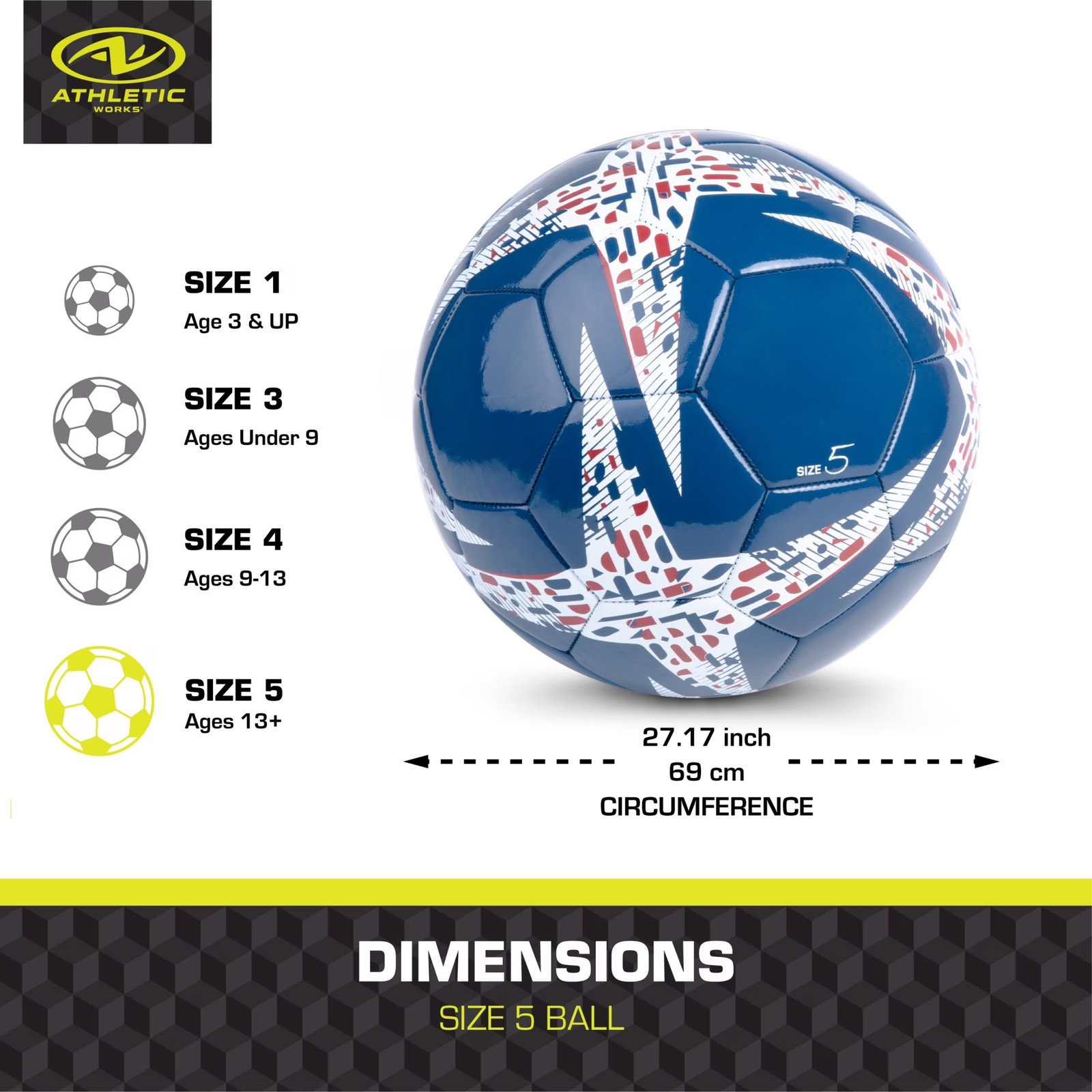 Size 5 Red, White & Blue Soccer Ball