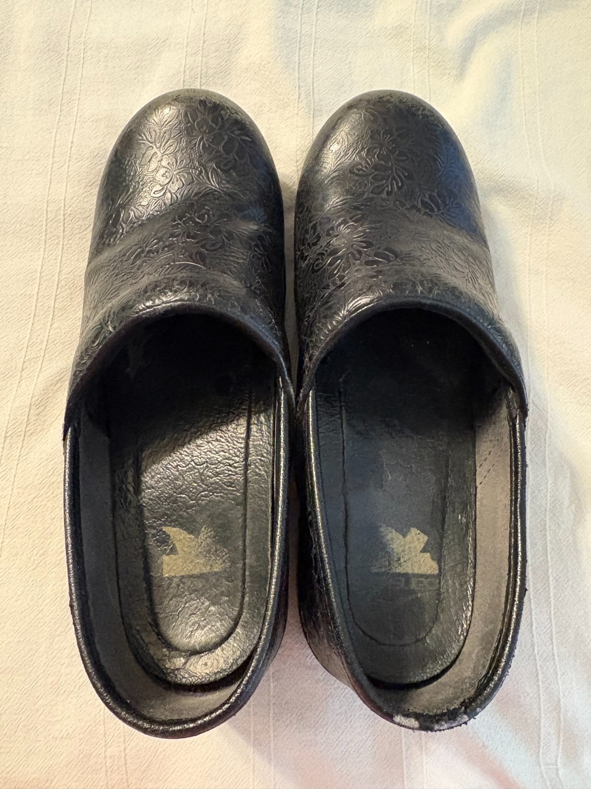 Dansko Black Tooled Leather Clogs Pro XP Size 38