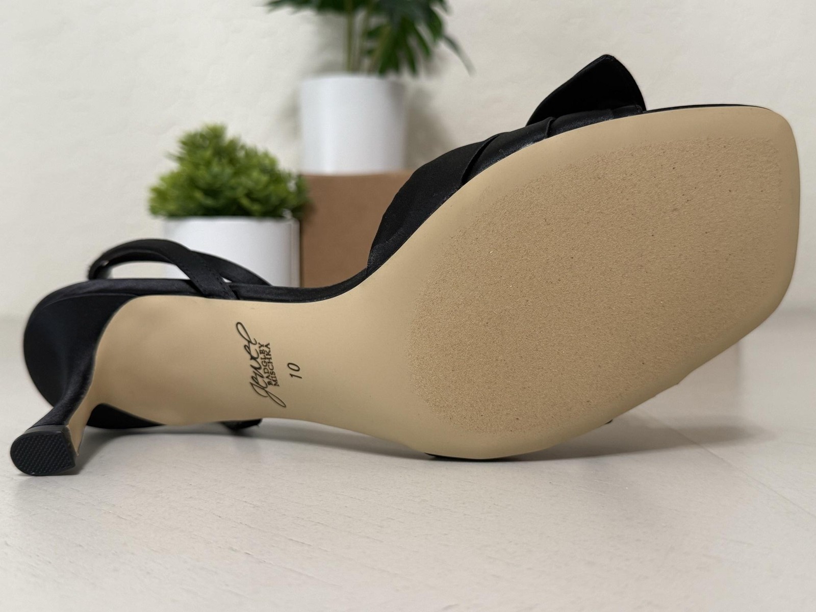 Jewel Badgley Mischka Sandals Womens Size 10 Black Emeli Bow Slingback Shoes