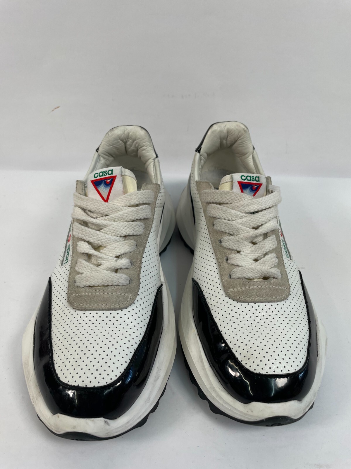 Casablanca Atlantis Sneakers Womens White Leather Low Trainers Breathable Sz 7.5