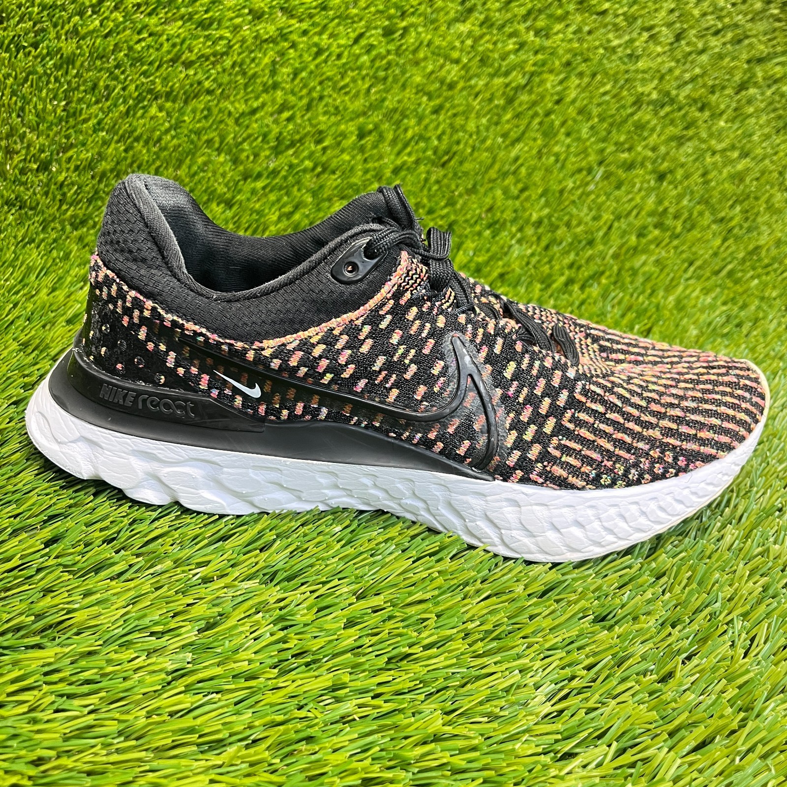 Nike React Infinity Run Flyknit 3 Womens Size 8 Black Running Shoes Sneakers