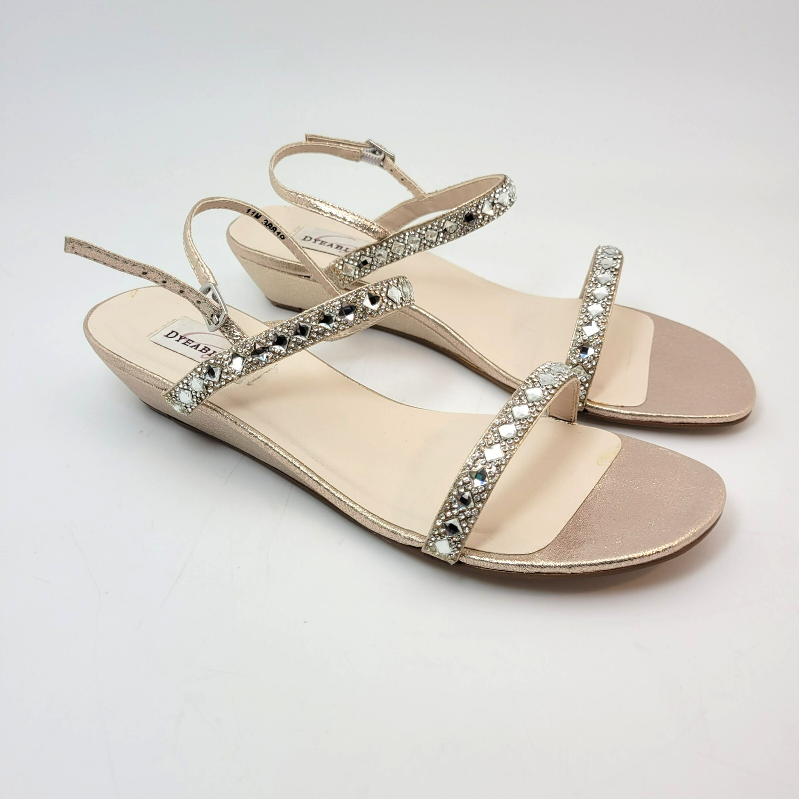 Dyeables Jasmine Wedge Sandals – Silver Shimmer, Size 11 M | Women’s Dress Shoe