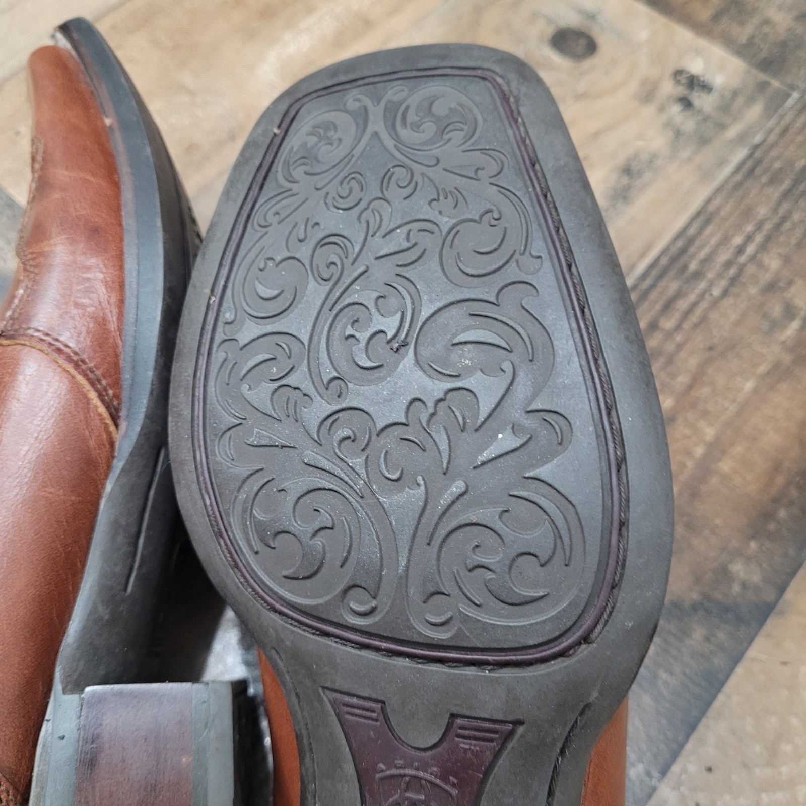 Ariat ATS Womens 6.5B Brown Leather Western Mule Slip On Clog Shoes