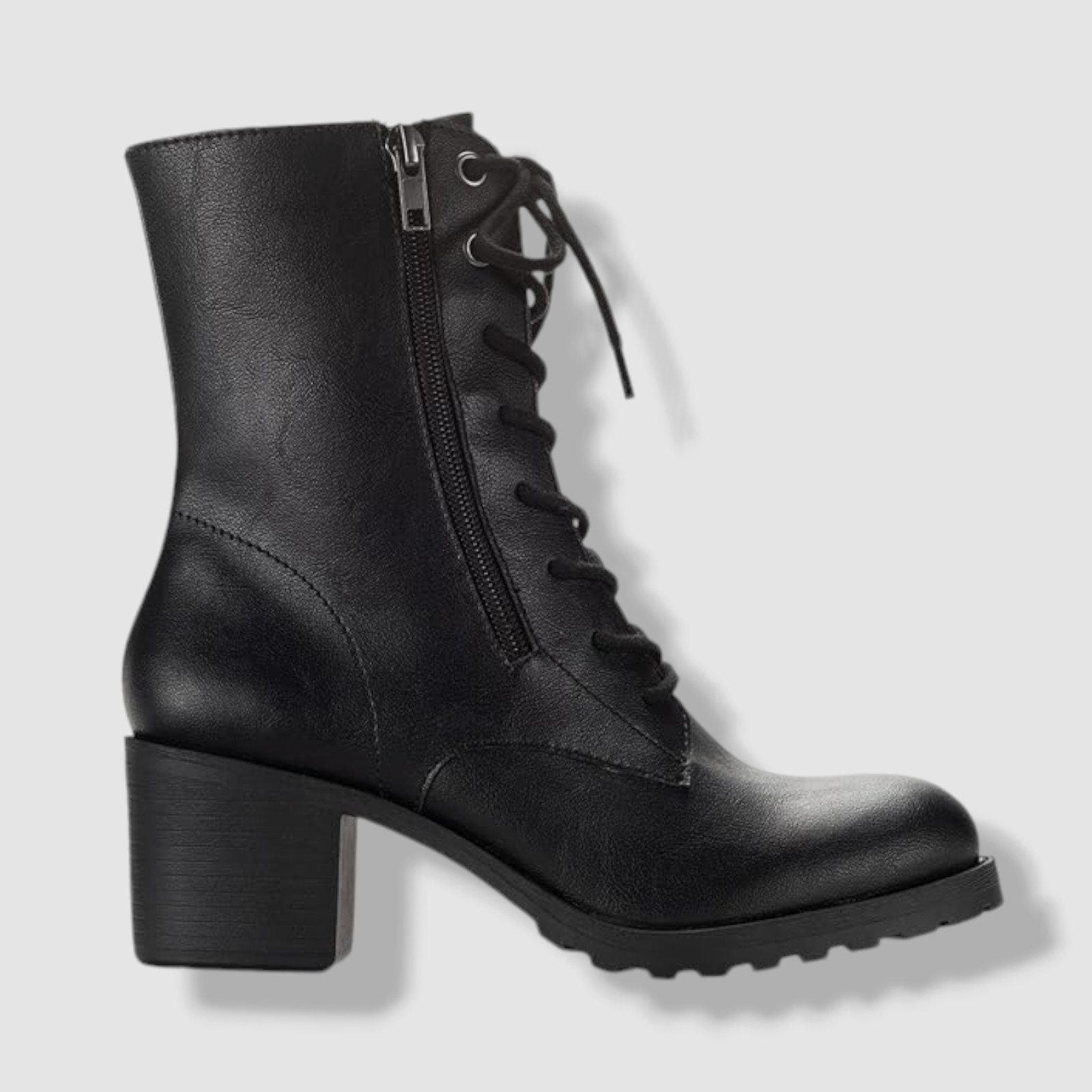 Sun + Stone Womens Black Sheilaa Lace-up Zip Lug Combat Booties Shoe Size 6.5M