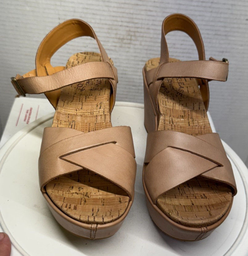 Kork Ease Ava 2.0 Sandals Womens Leather Blush 3″ Wedge Heel Cork 7M 1″ Platform