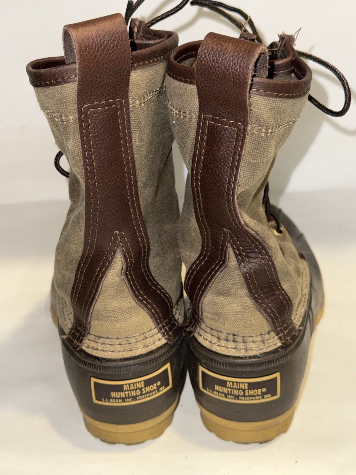 LL Bean Waxed Canvas Duck Boots Women’s 8 Maine Hunting USA Lace Up Waterproof