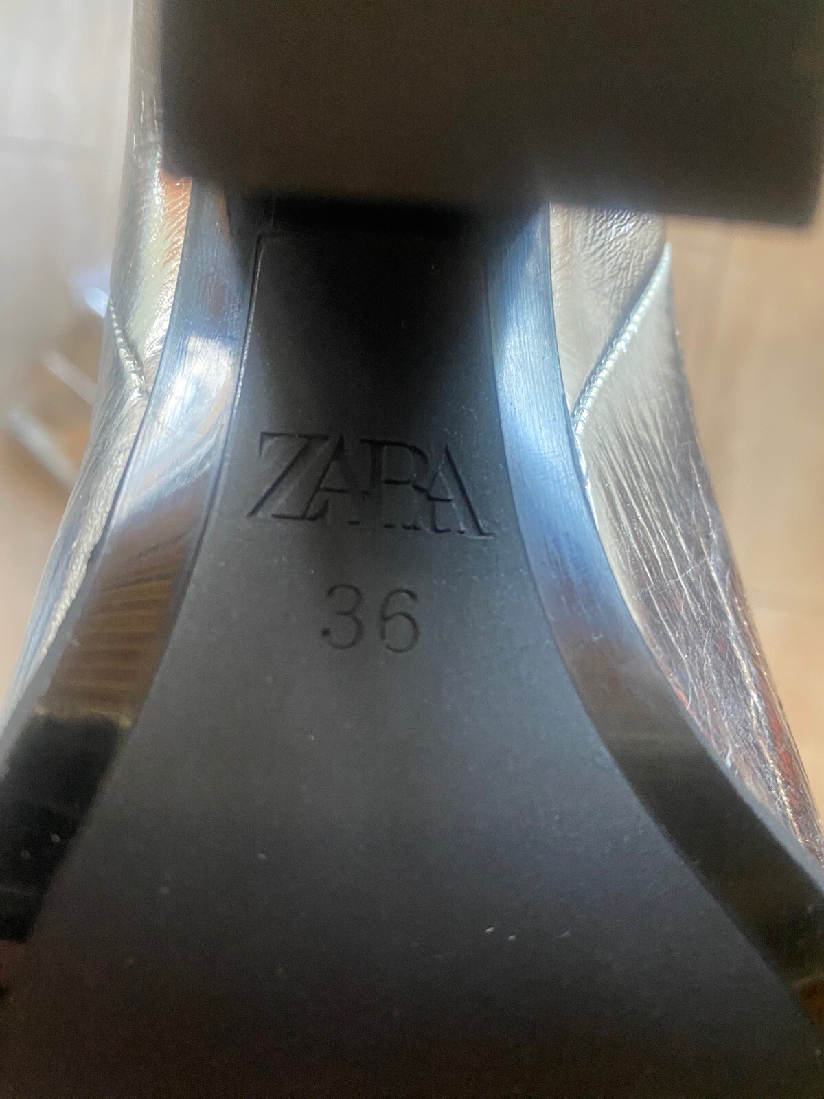 ZARA Silver Metallic Leather Boots NEW WT NB Size 36 EU/ 6 USA