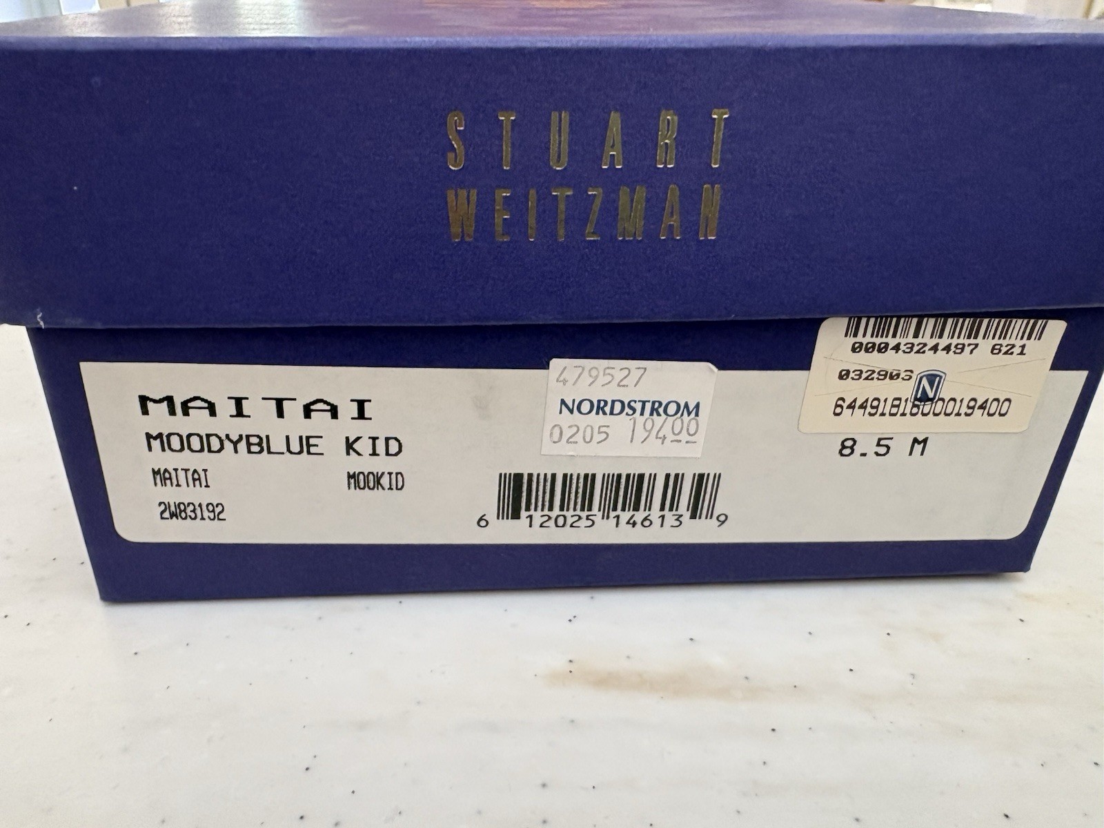 Stuart Weitzman Vintage Y2K Mule Blue Bow Square Toe Slip On Heels US 8.5 M