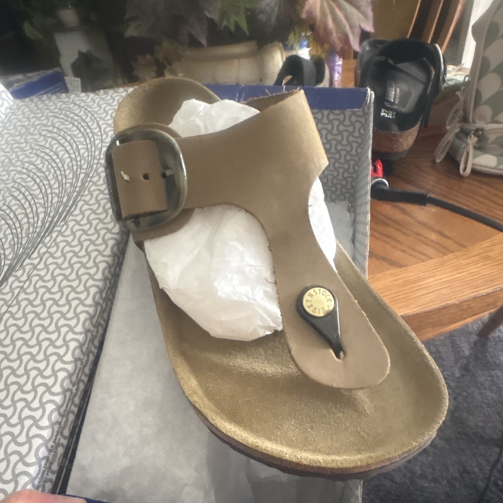 Birkenstock Gizeh Big Buckle Mud Green Thong Sandals EU 38 US 7 Regular