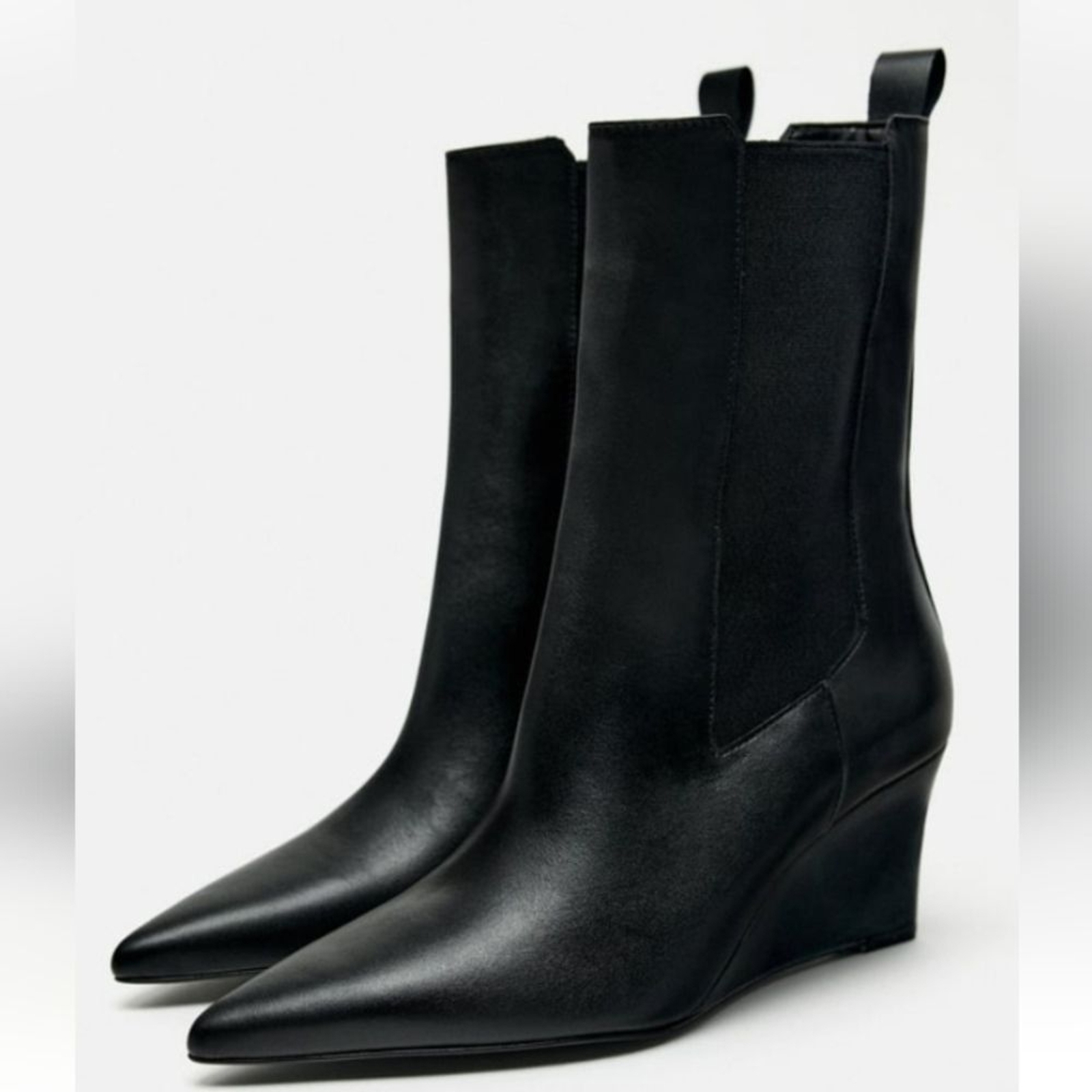 Zara Leather Wedge Ankle Boots