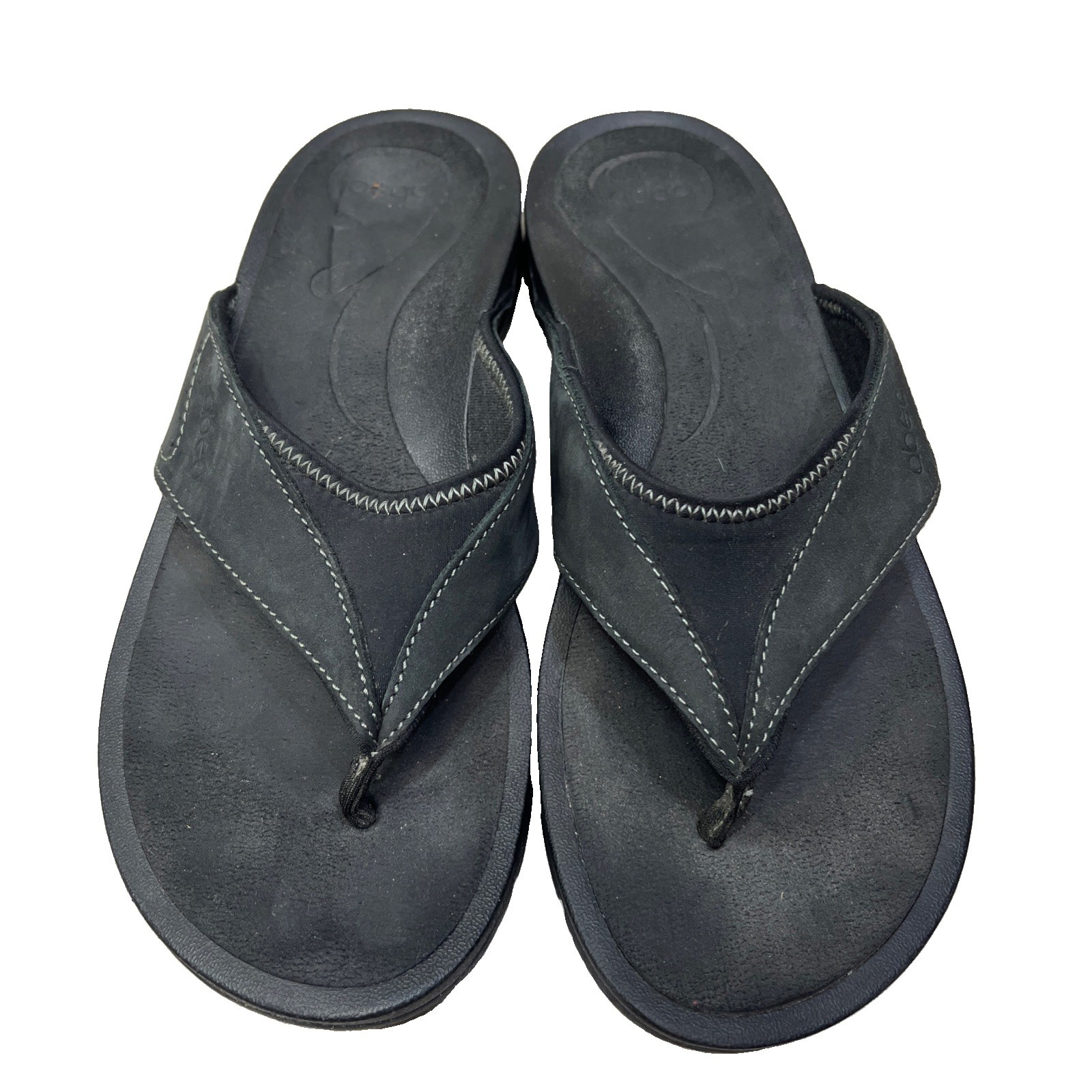 Abeo Balboa W400 Sandals Flip Flops Thongs Women’s Sz 8.5N Leather/Textile Black