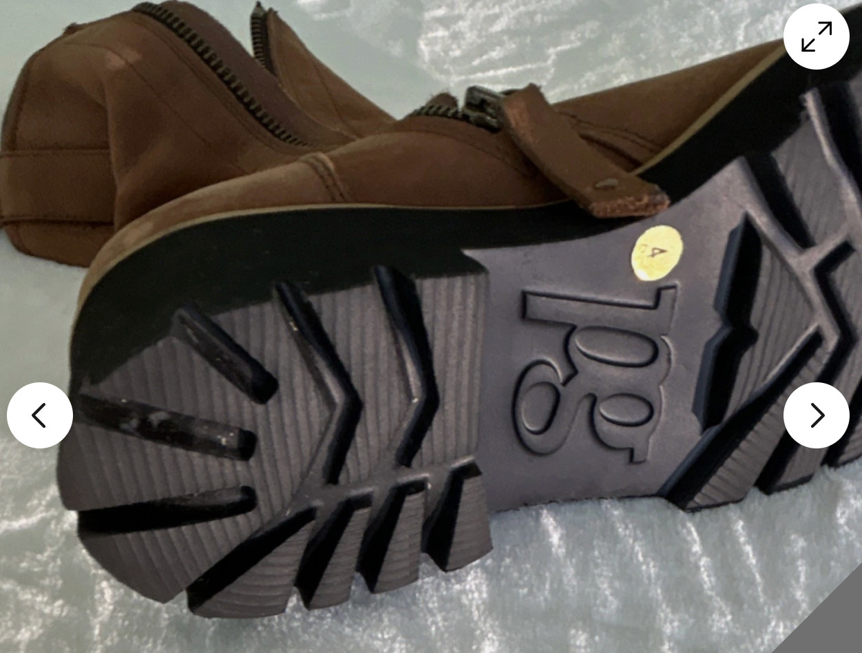 Paul Green Cognac Leather Mid-Calf Boots: zip, block heel & rubber sole -Size 4