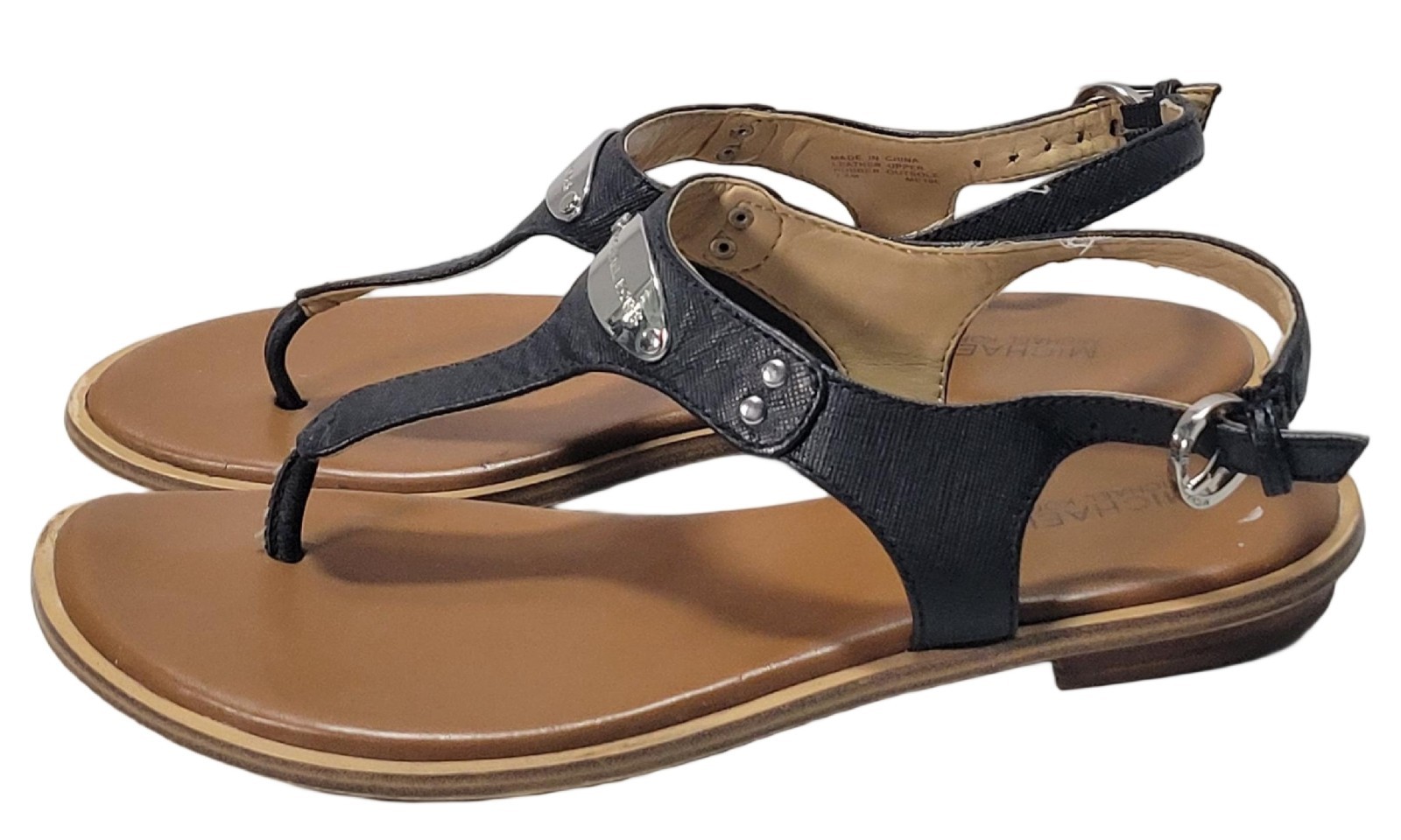 Michael Michael Kors MK Plate Thong Sandals Women’s 7.5 M Black