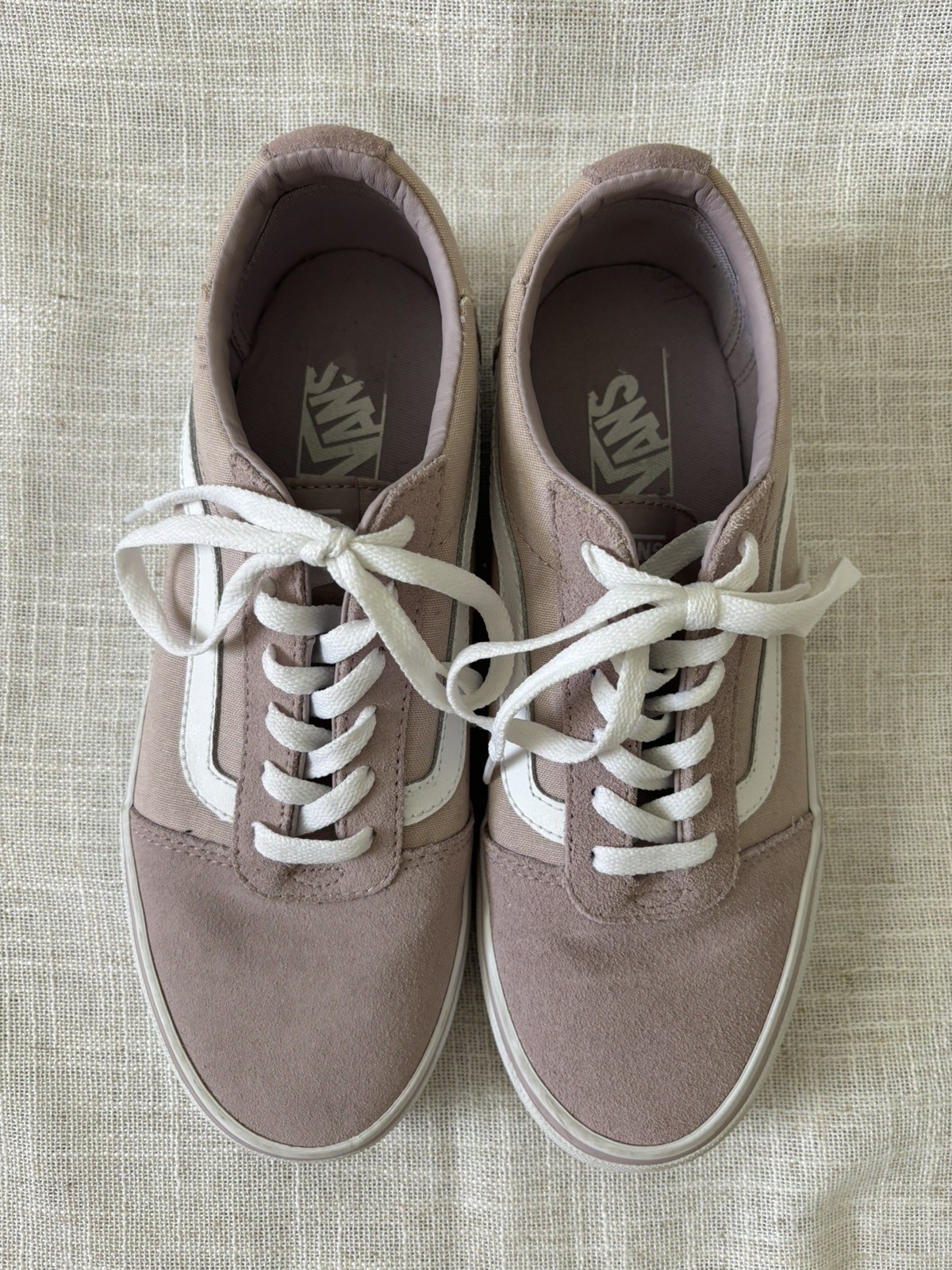Vans Old Skool Suede & Canvas Low Top Sneakers Pink White 9