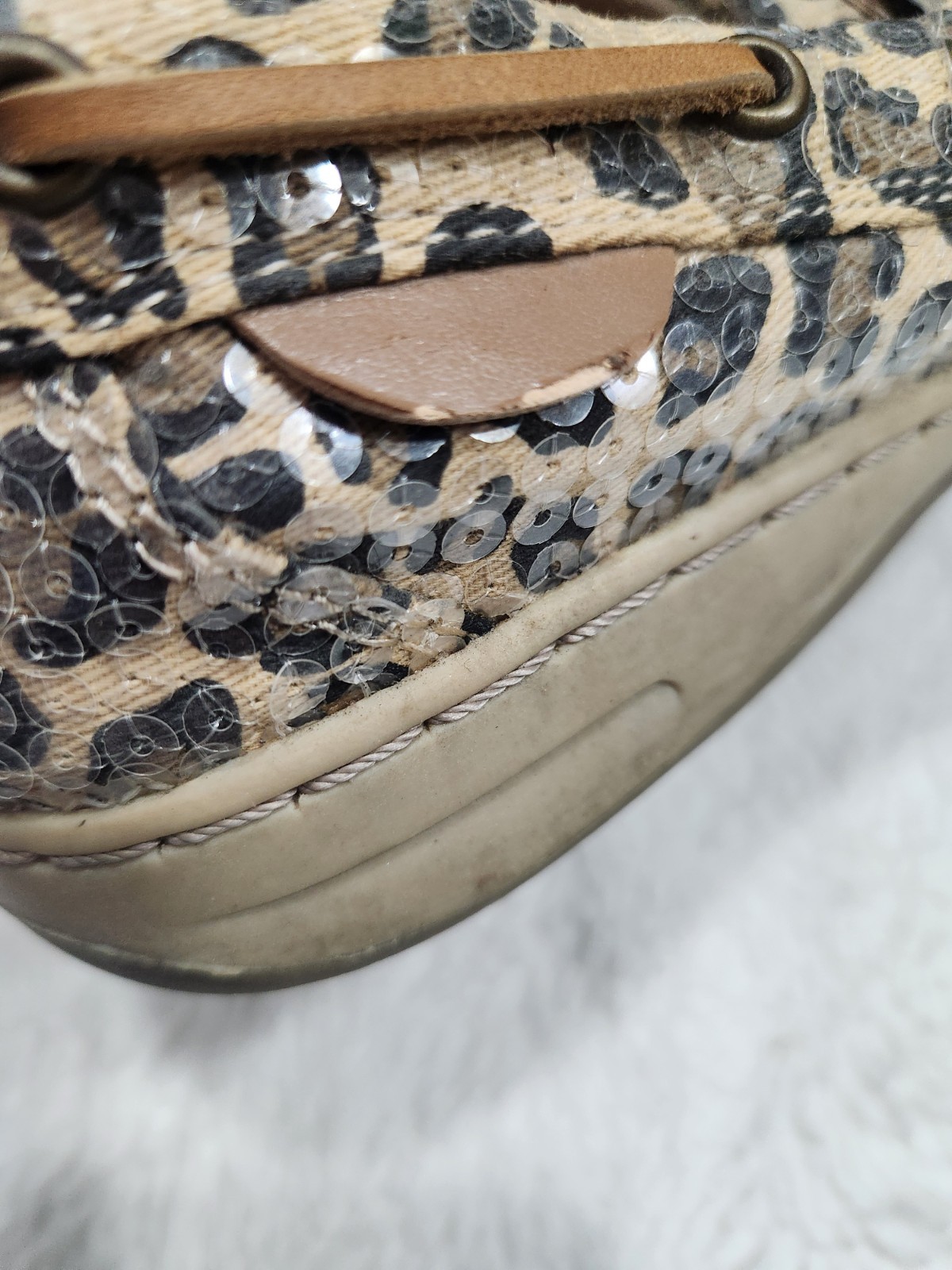 Reel Legends Women’s Leopard Print Sequin Boat Shoes Sparkle Deck Shoes Size…