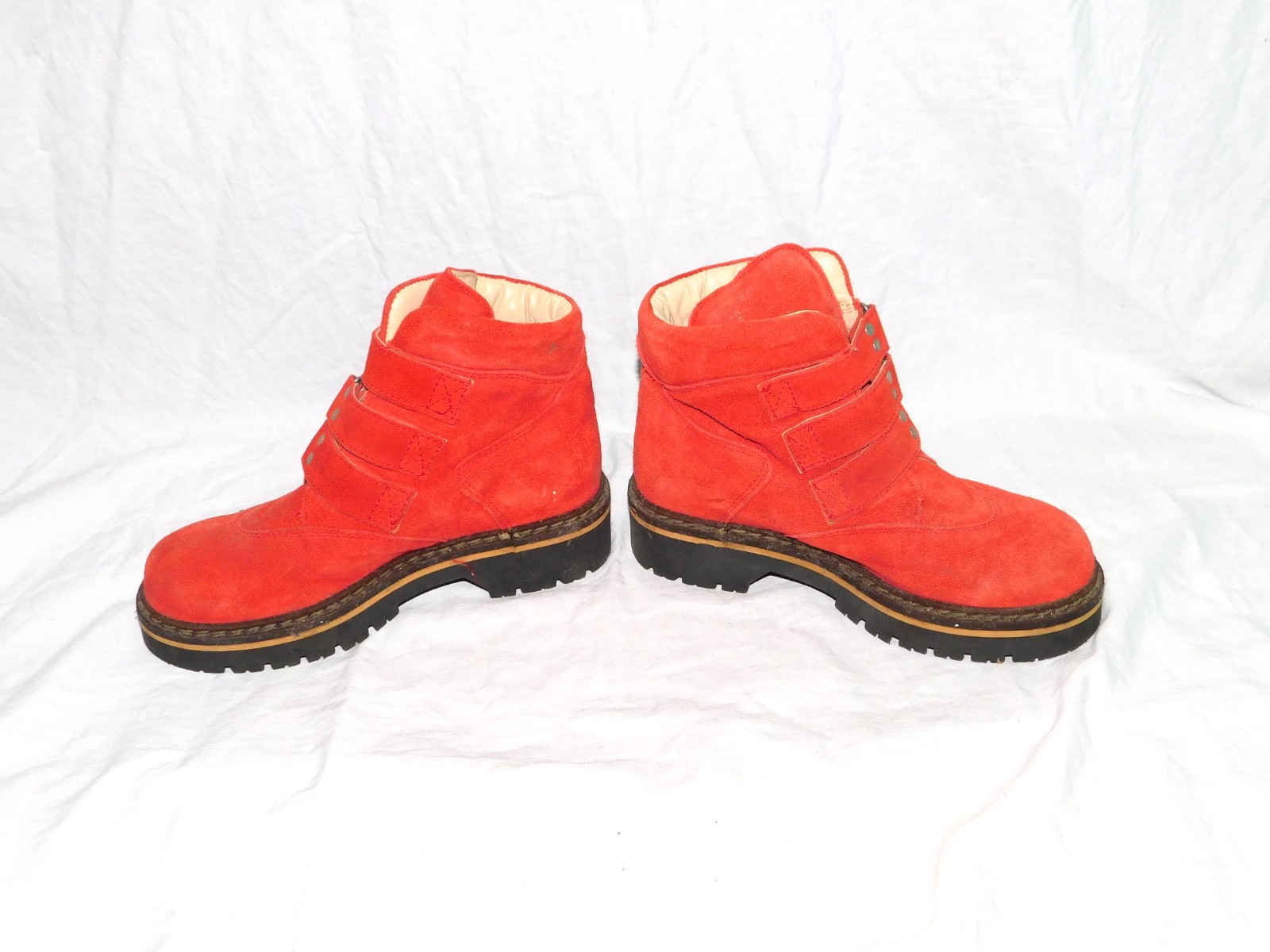 Vintage GEIER WALLY 38 7.5 8 Austria Red Suede Hiking Boots Metal Buckles Woman