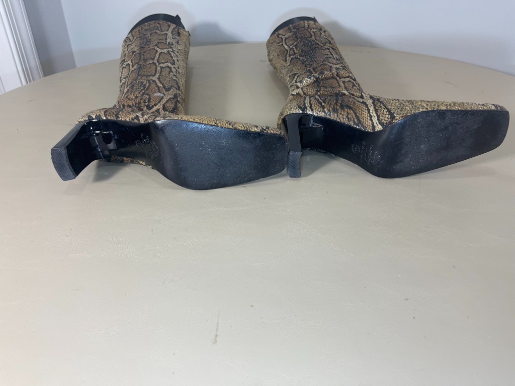 Vintage Y2K Zara Stretch Faux Snake Boots with Box Toe -EU 36-Made in Spain