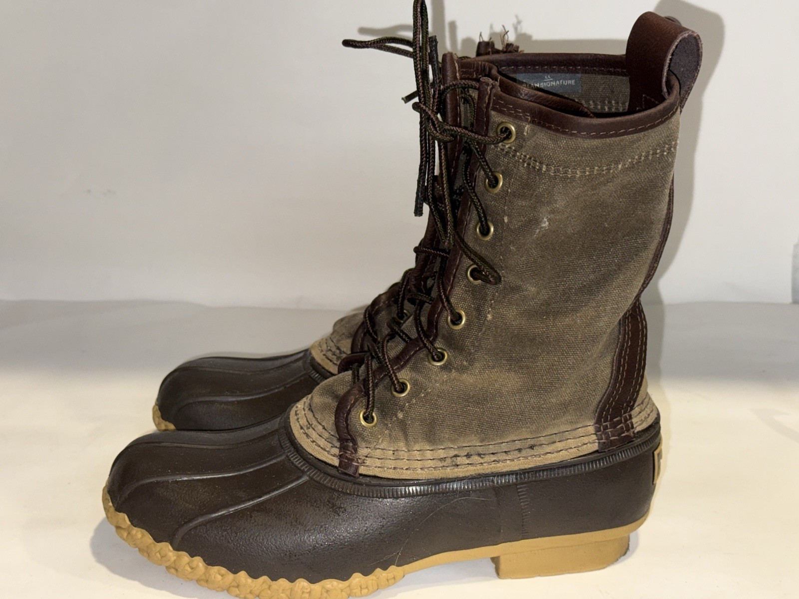 LL Bean Waxed Canvas Duck Boots Women’s 8 Maine Hunting USA Lace Up Waterproof