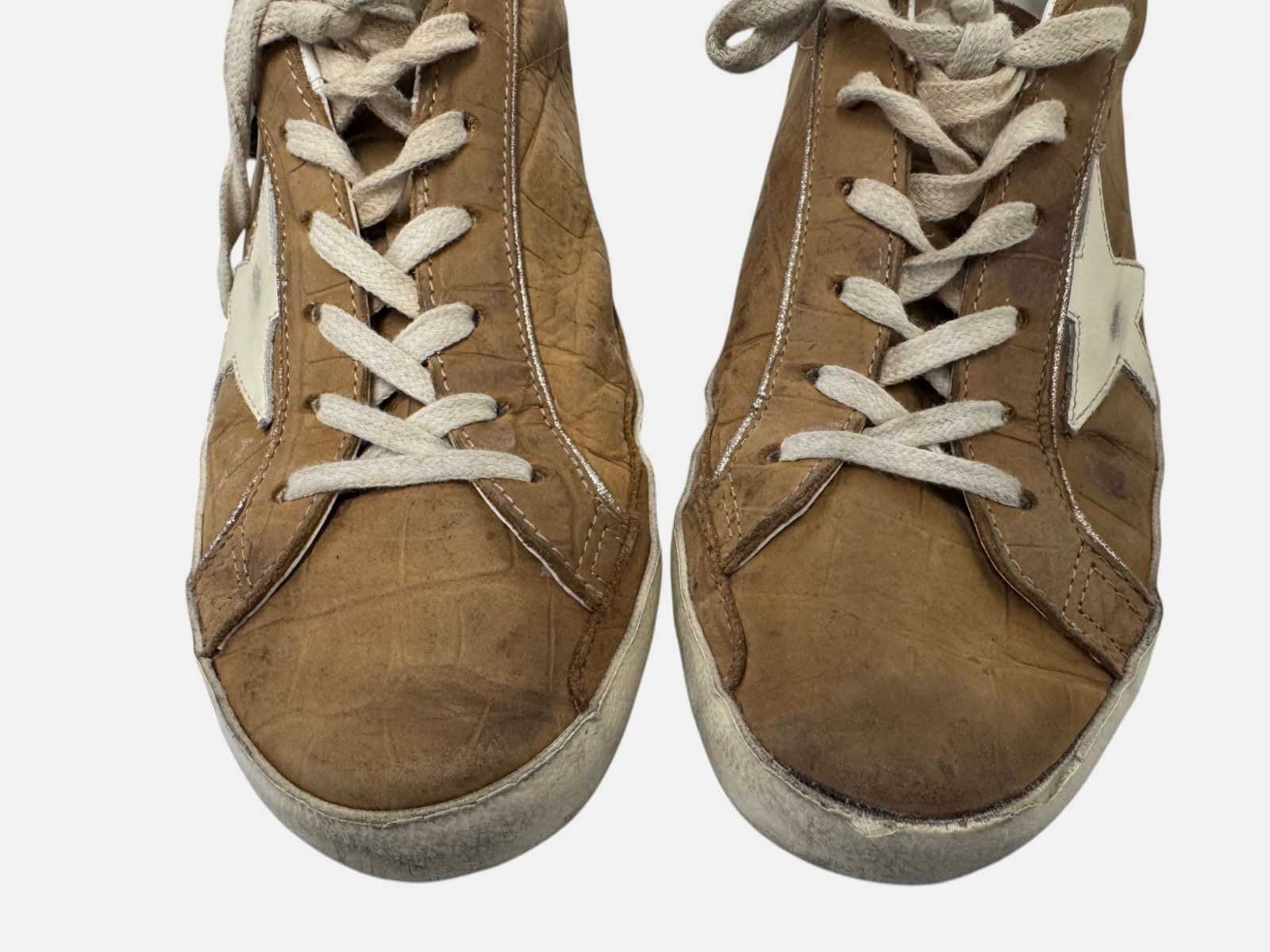 Golden Goose Women’s Brown Super-Star Croco Sneakers Shoes Size EU:38 US:8