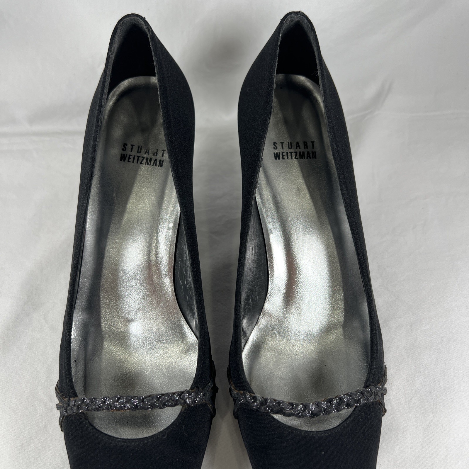 Stuart Weitzman Black Kitten Heel Pumps Pointed Toe Classic Designer 9.5W