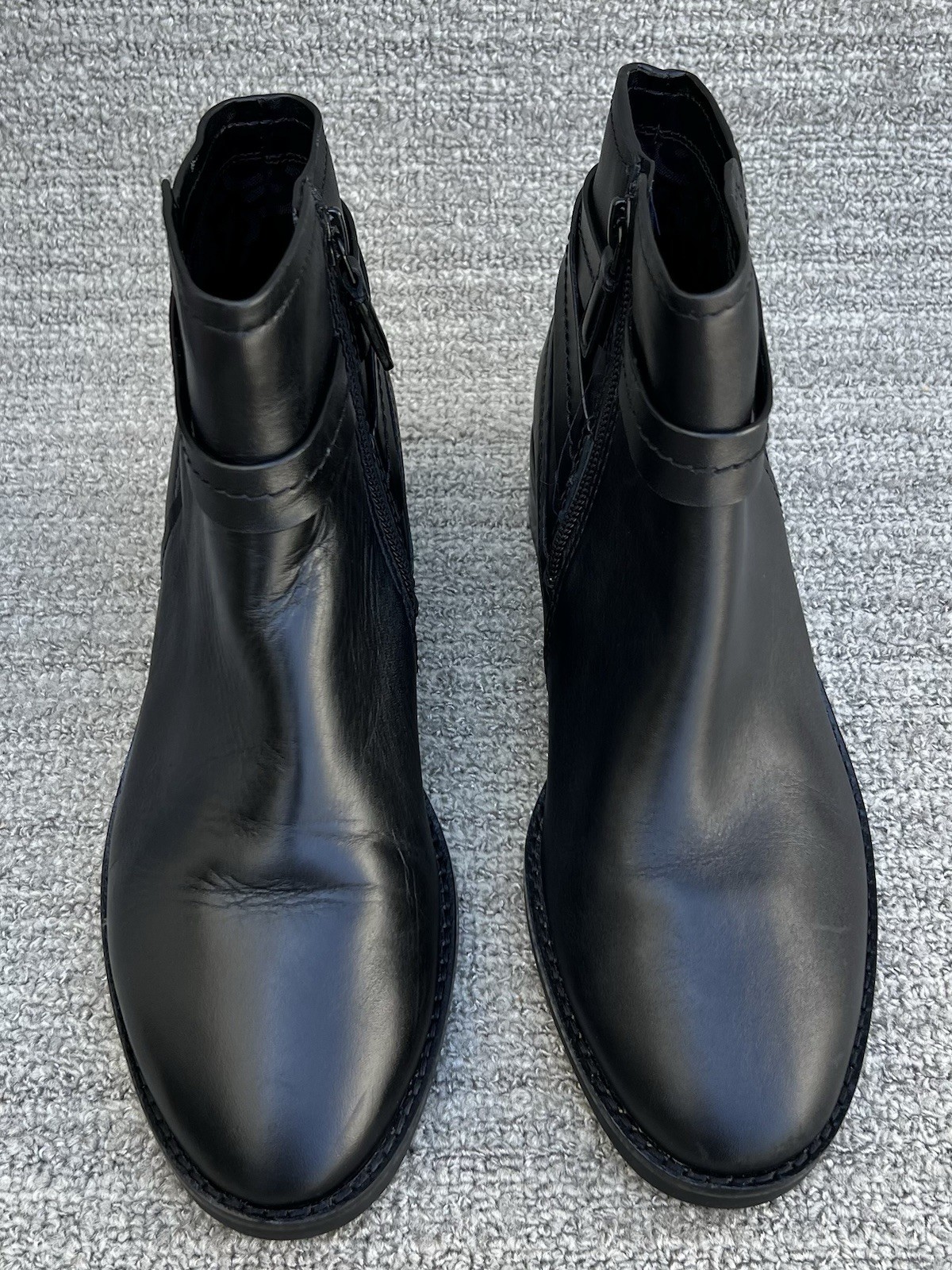 COLE HAAN Rosalyn Waterproof Ankle Strap Side Zip Black Leather Boots Women’s 7