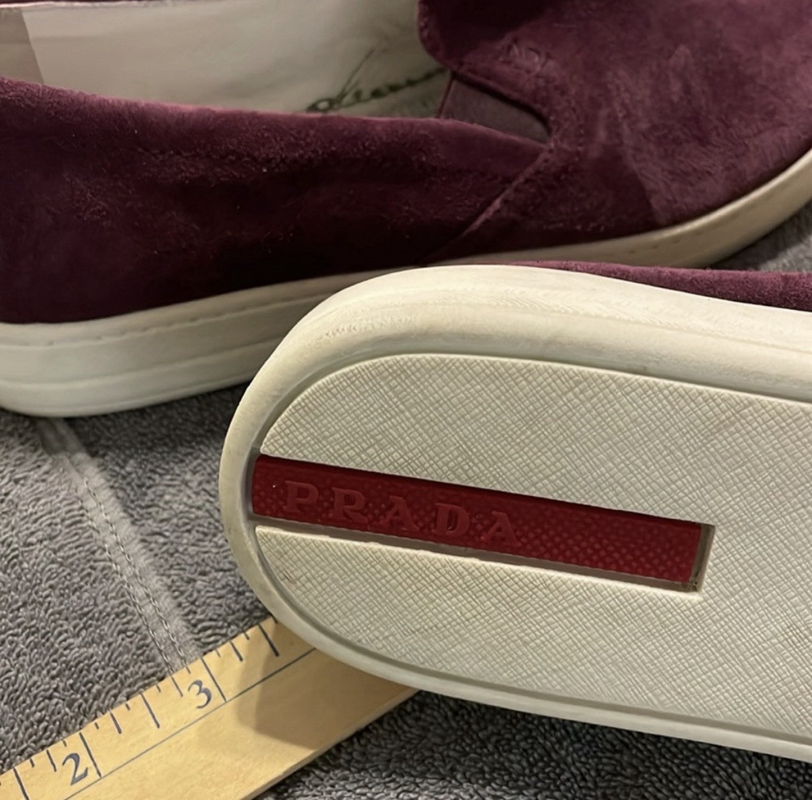 Prada Plum Purple Women’s Suede slip on shoes size EUR 37.5 / US 7.5 – 8