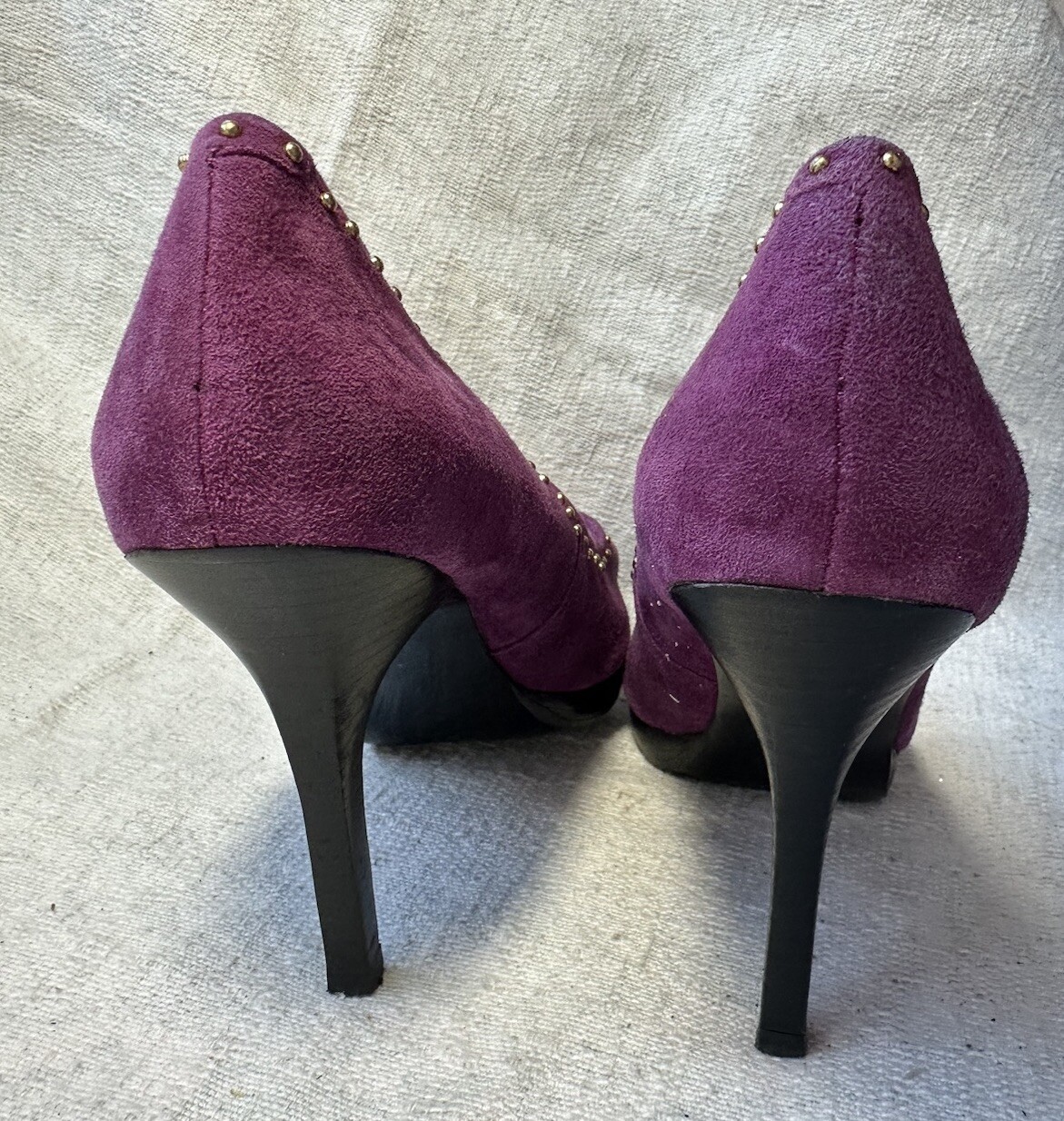 Jessica Simpson Womens Purple Suede Platform Peep Toe Pumps Sz 6.5 Pre-owned