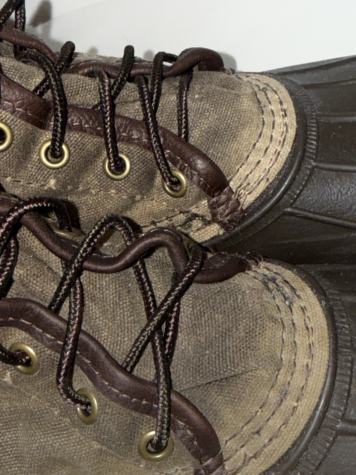 LL Bean Waxed Canvas Duck Boots Women’s 8 Maine Hunting USA Lace Up Waterproof