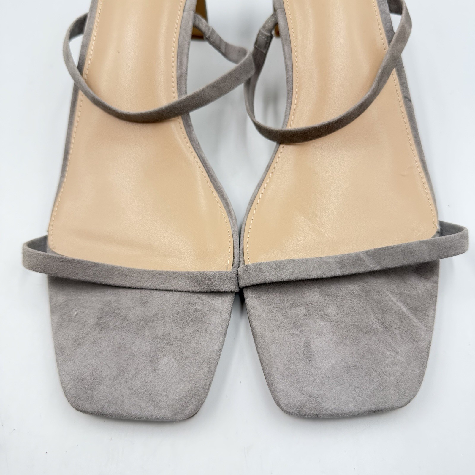 Faryl by farylrobin Analisa Gray Suede Leather Sandal Heel Women 14 Strappy