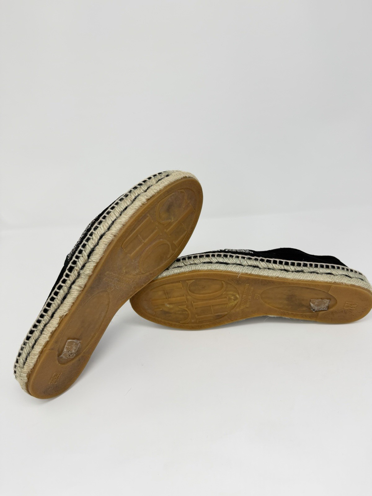 CH Carolina Herrera Glitter Logo Espadrille Flats Women EU 39