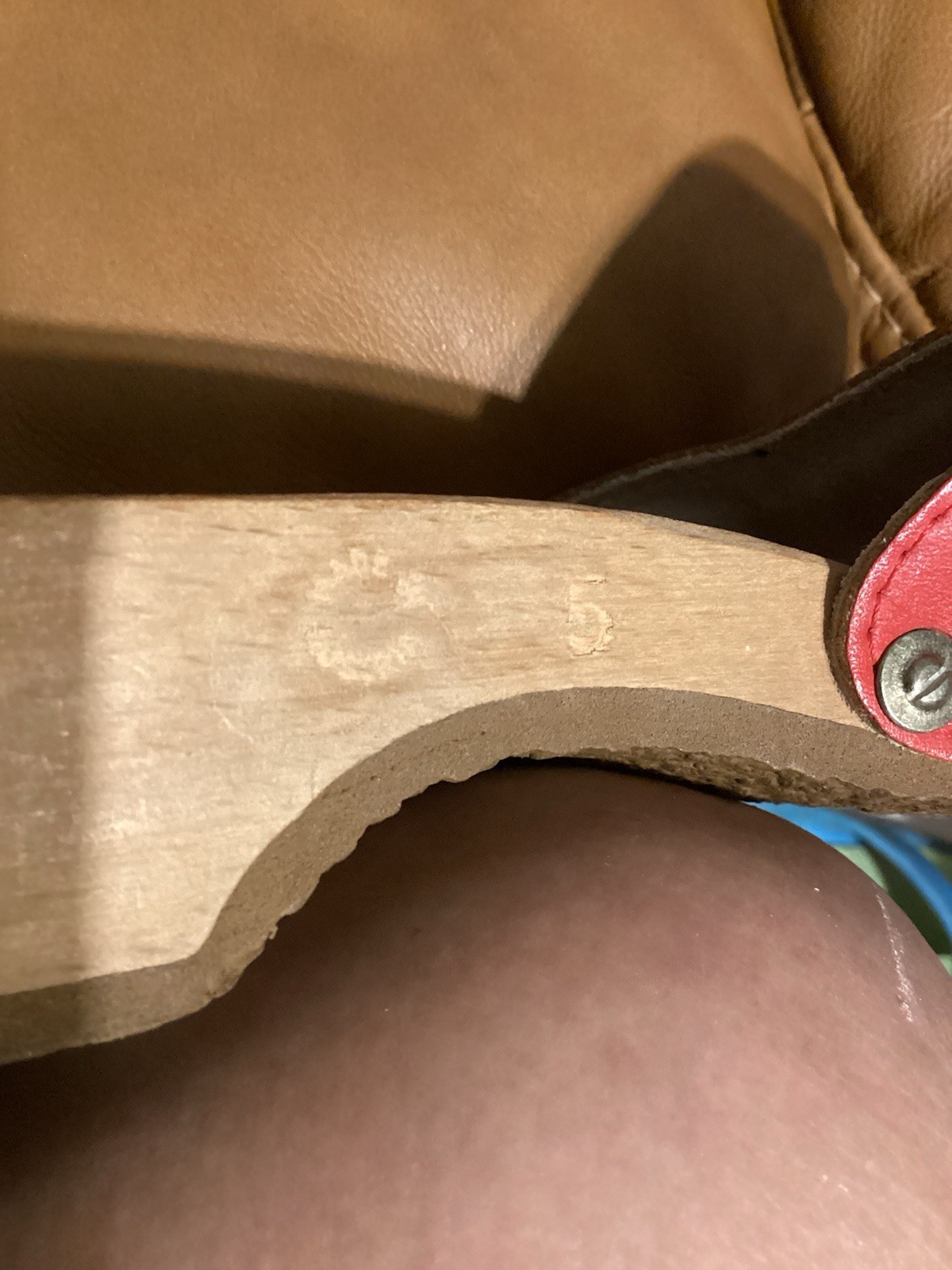 Dr Scholl’s Red & Wood Sandals Vintage 1970’s Size 5 Austria