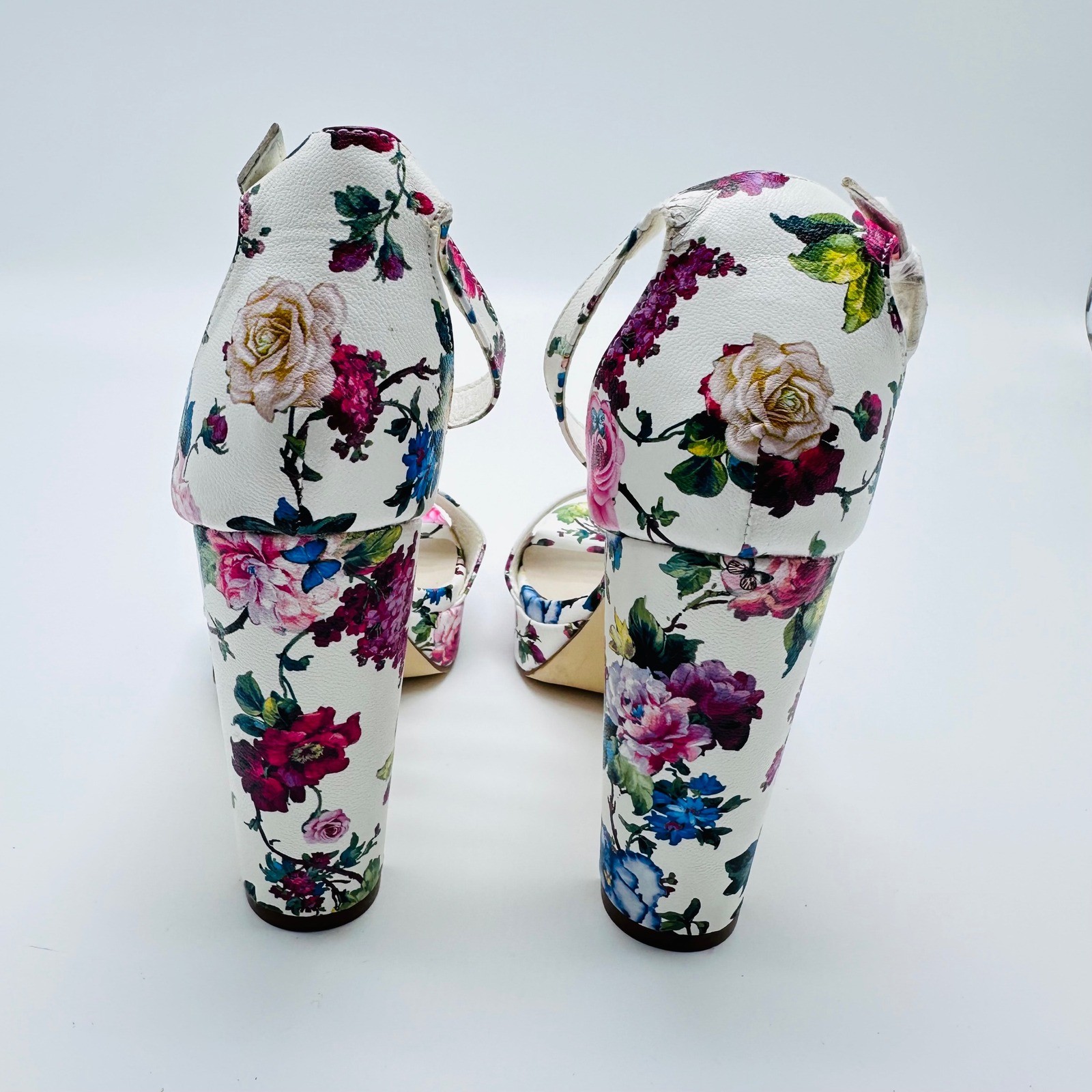 Davids Bridal Flora Floral Platform Block Heels Ankle Strap 8.5M Wedding Fairy