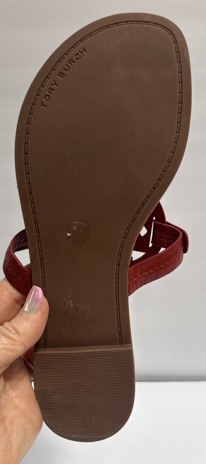 Tory Burch Miller Maroon Smooth Leather Sandals 6 M See Pics Read Description