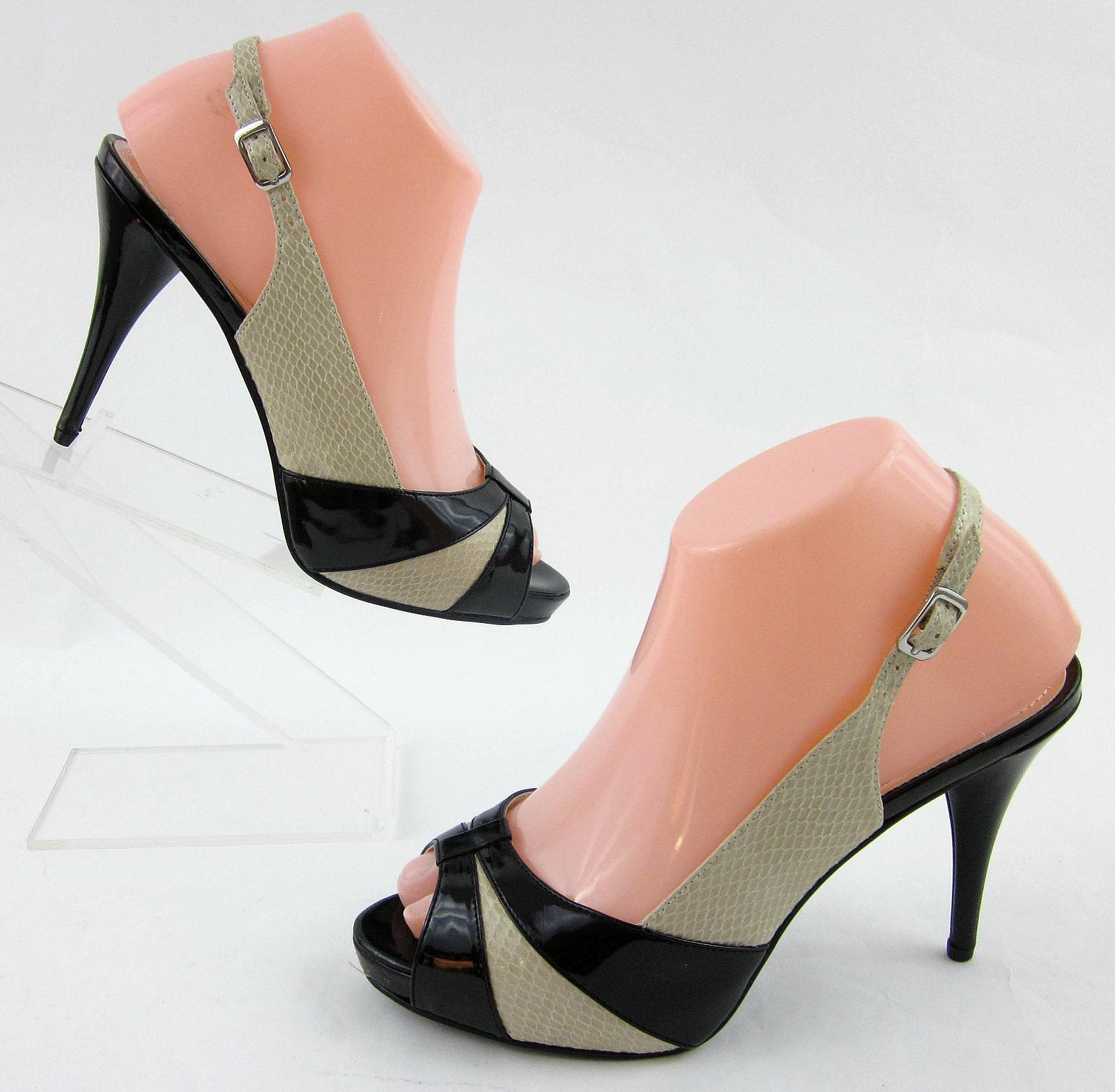 NEW! White House Black Market ‘Camdyn’ Slingback High Heels Black Beige Sz 7M