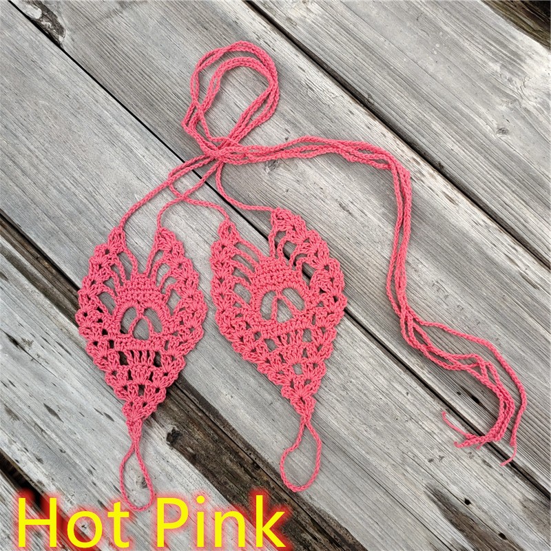 Skull Barefoot Sandals 2Pcs/set Crochet Beach Wedding Shoes for Women