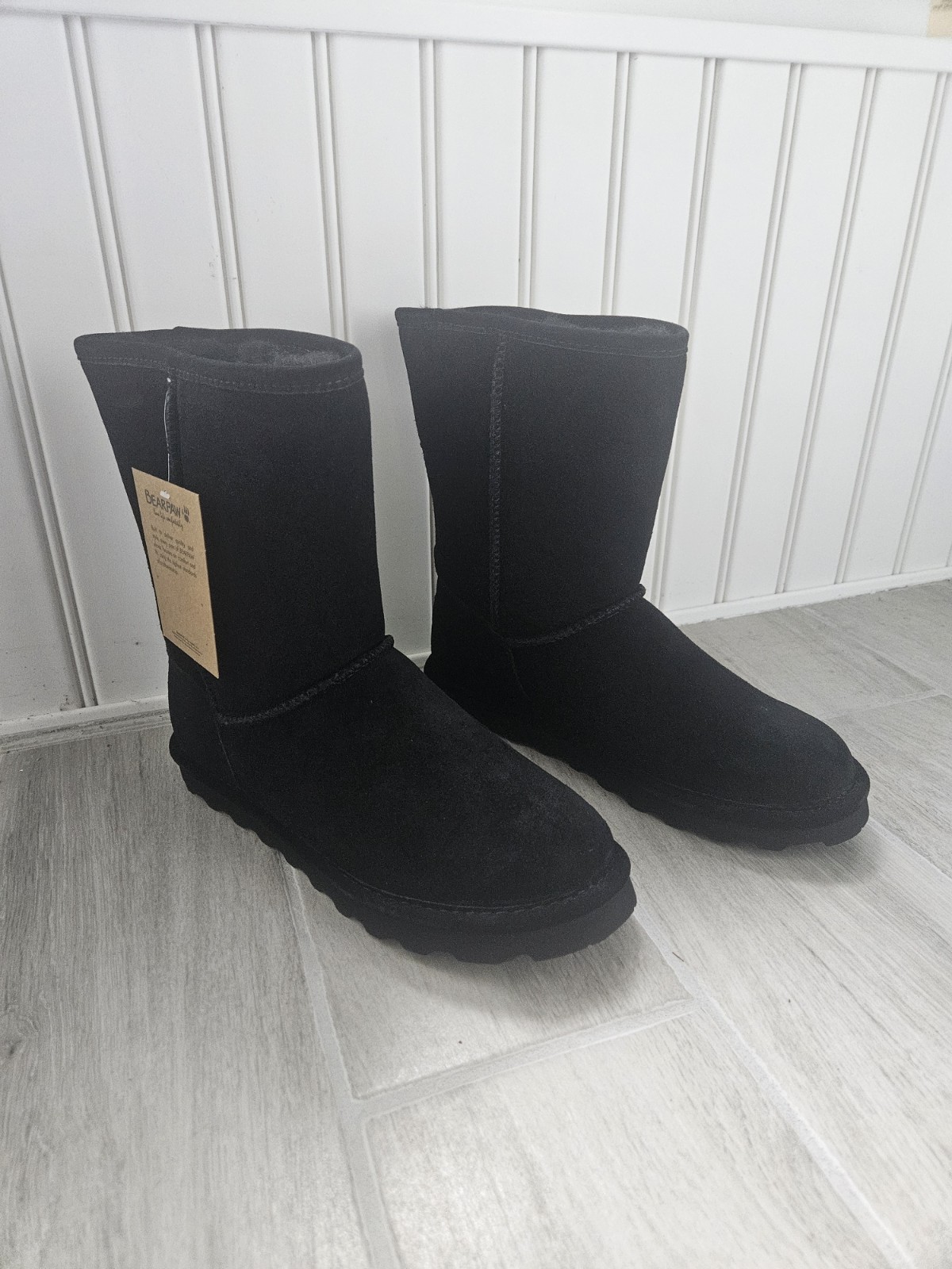 BEARPAW Elle Short BearCoat Comfort Mid-Calf Snow Boot Black Women’s US 9