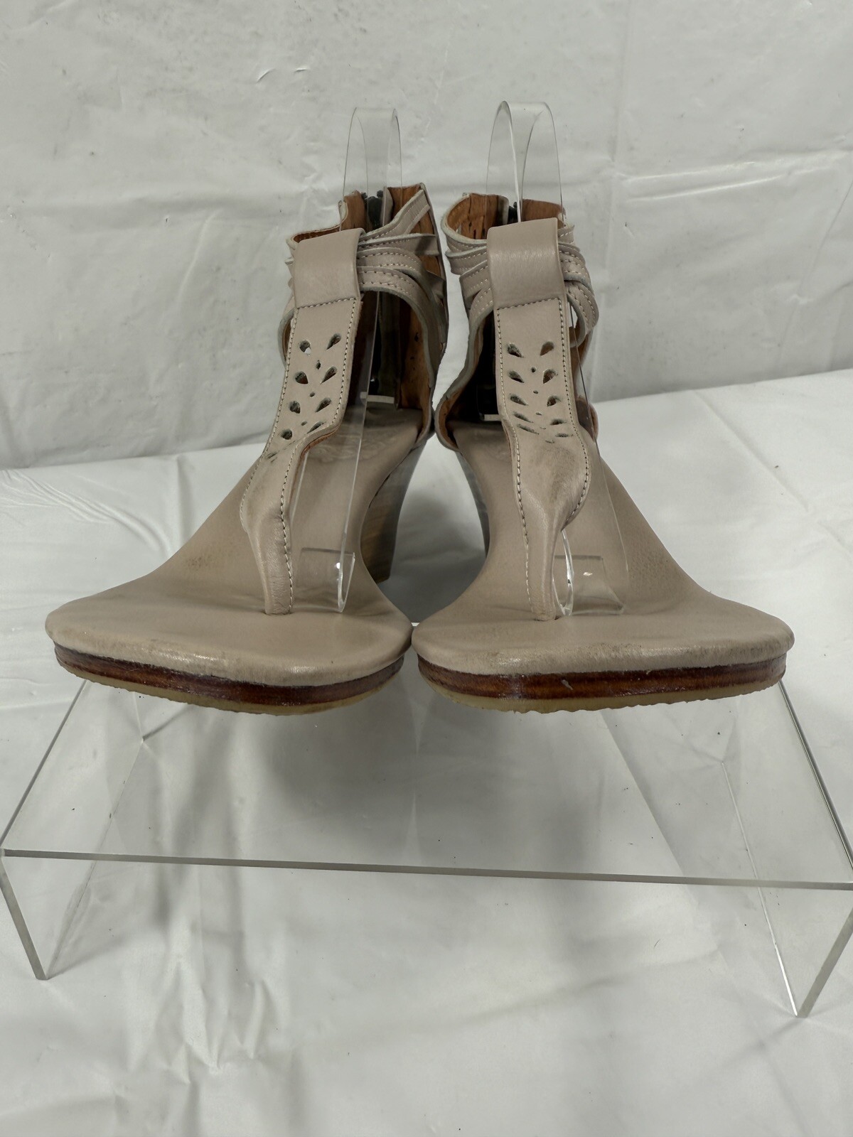 bali ELF Leather Bora Bora Rear Zip Handmade Wedge Sandal Size 8 thong